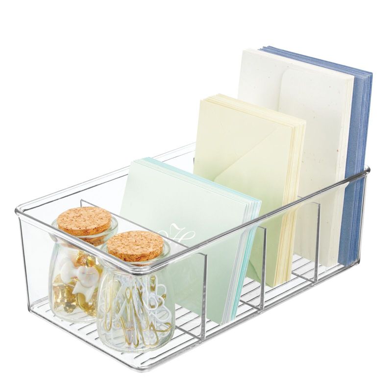 mDesign Plastic Office Storage Organizer Bin Box, 2 Pack - Clear