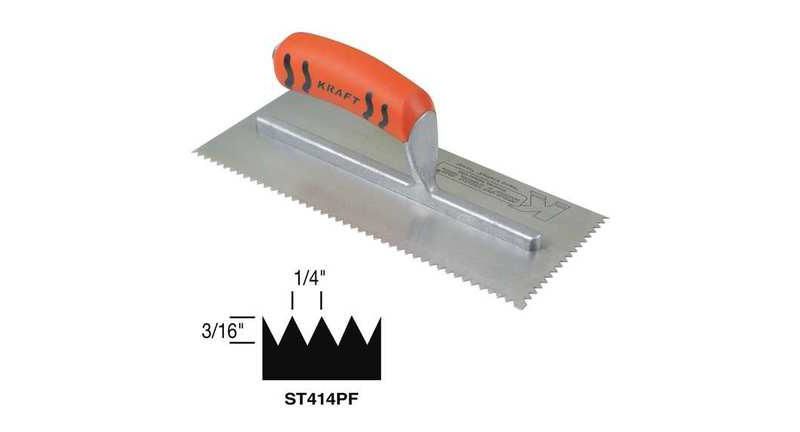 SUPERIOR TILE CUTTER INC. AND TOOLS ST414PF Trowel,V-Notch,11in. L x 4-1/2in. W