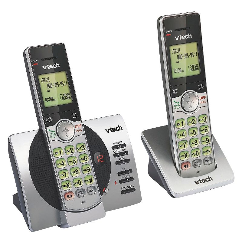 VTech CS6929-2 DECT 6.0 Expandable Cordless Phone System with Answering Machine, 2 Handsets - Silver