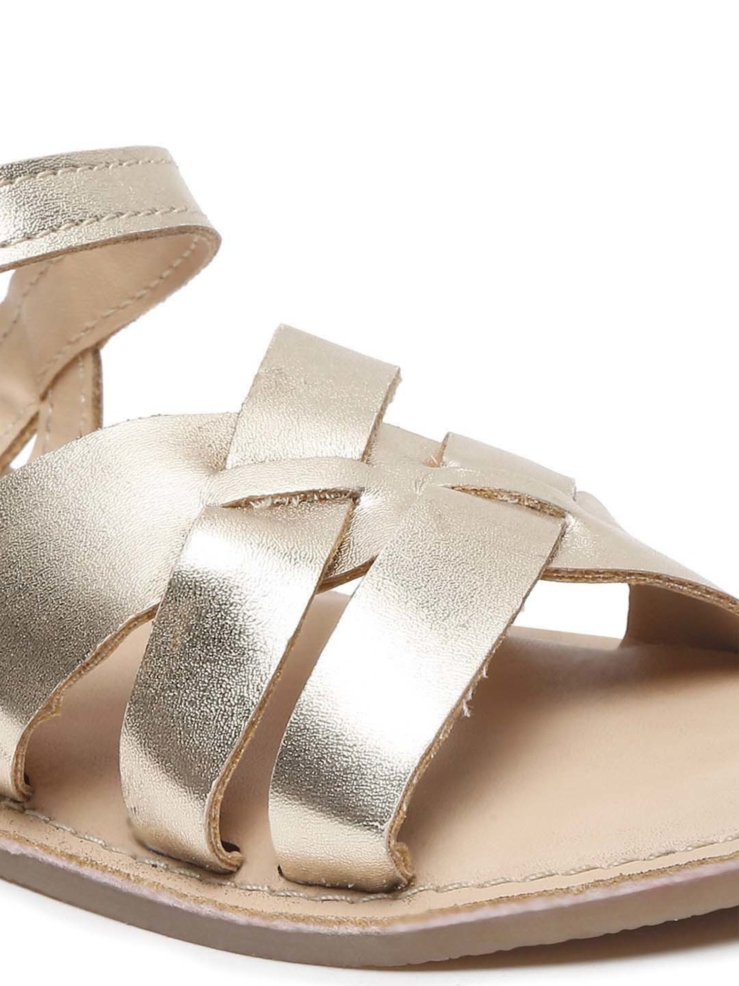 Tiny Bugs Kids Golden Cross Strap Sandals