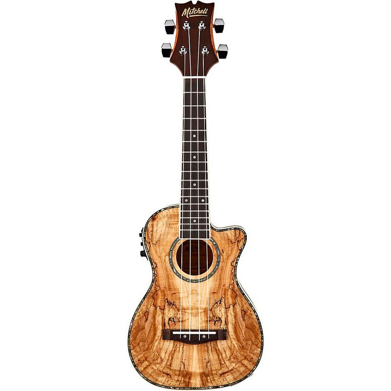 Mitchell MU80X-CE-SM Exotic Acoustic Electric Cutaway Ukulele Spalted Maple Natural