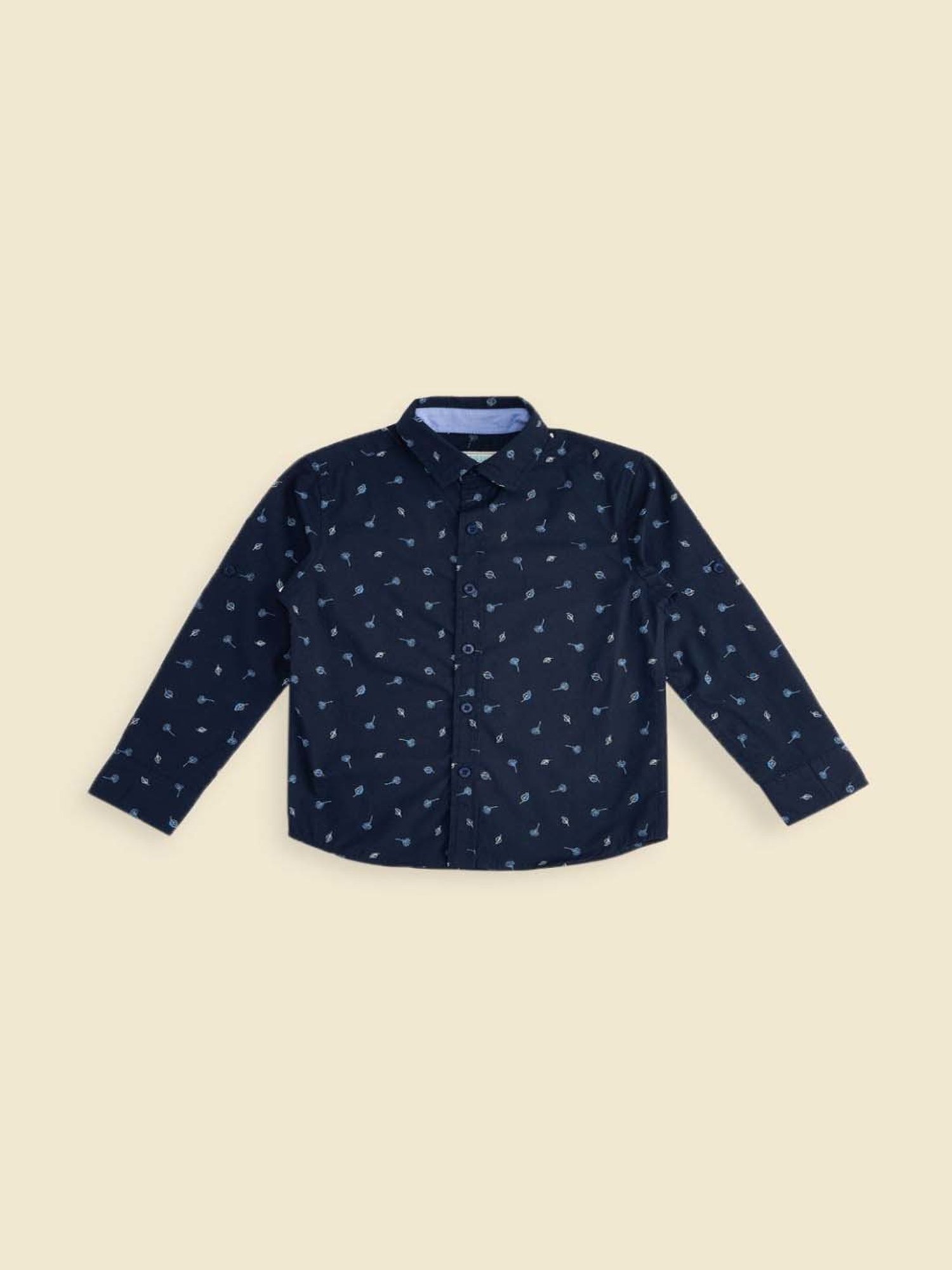 Pantaloons Baby Kids Navy Cotton Printed Full Sleeves Shirt