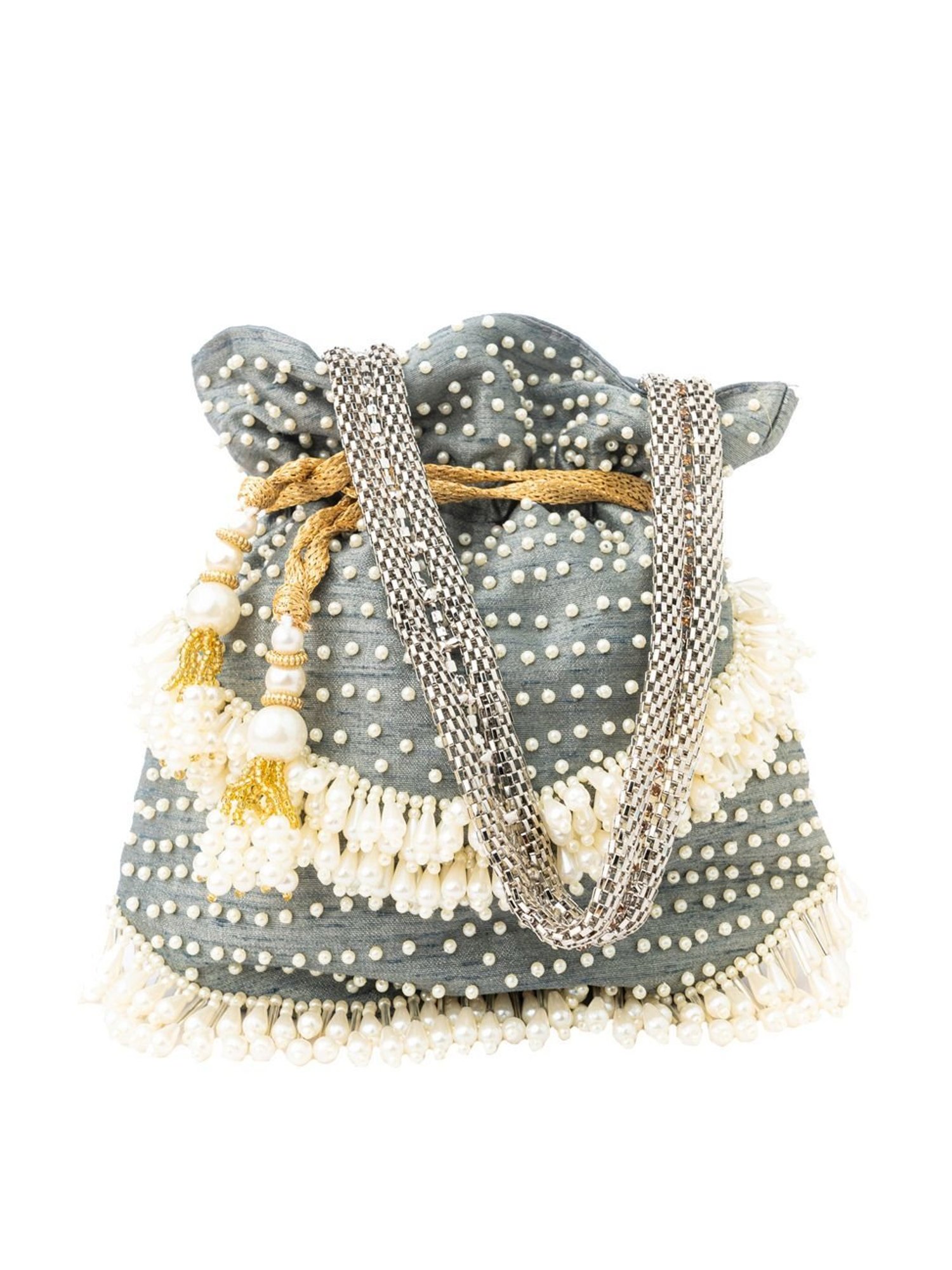 NR by Nidhi Rathi Grey Embellished Potli