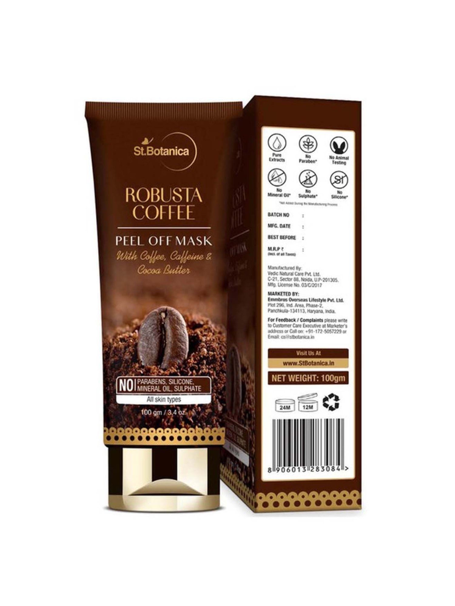 St.Botanica Robusta Coffee Peel Off Mask - 100 gm