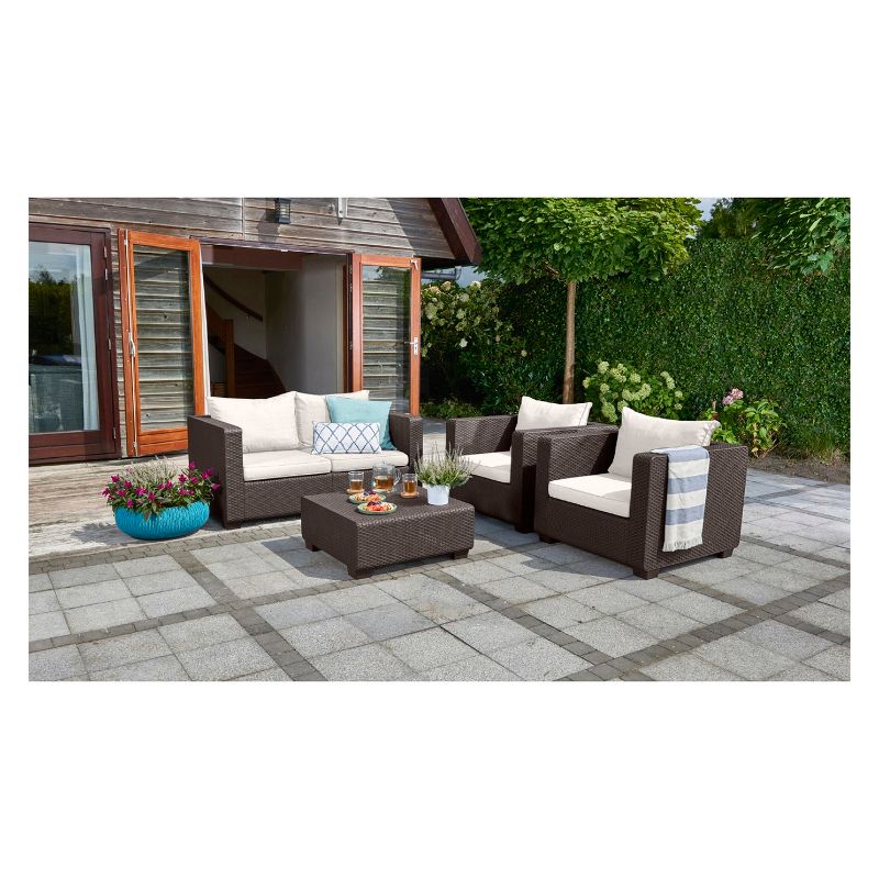 Salta Outdoor Resin Patio Armchair with Cushions Brown - Keter