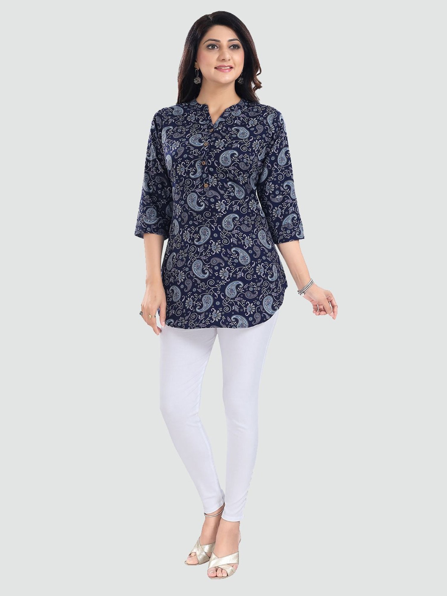 Saree Swarg Blue Printed Tunic