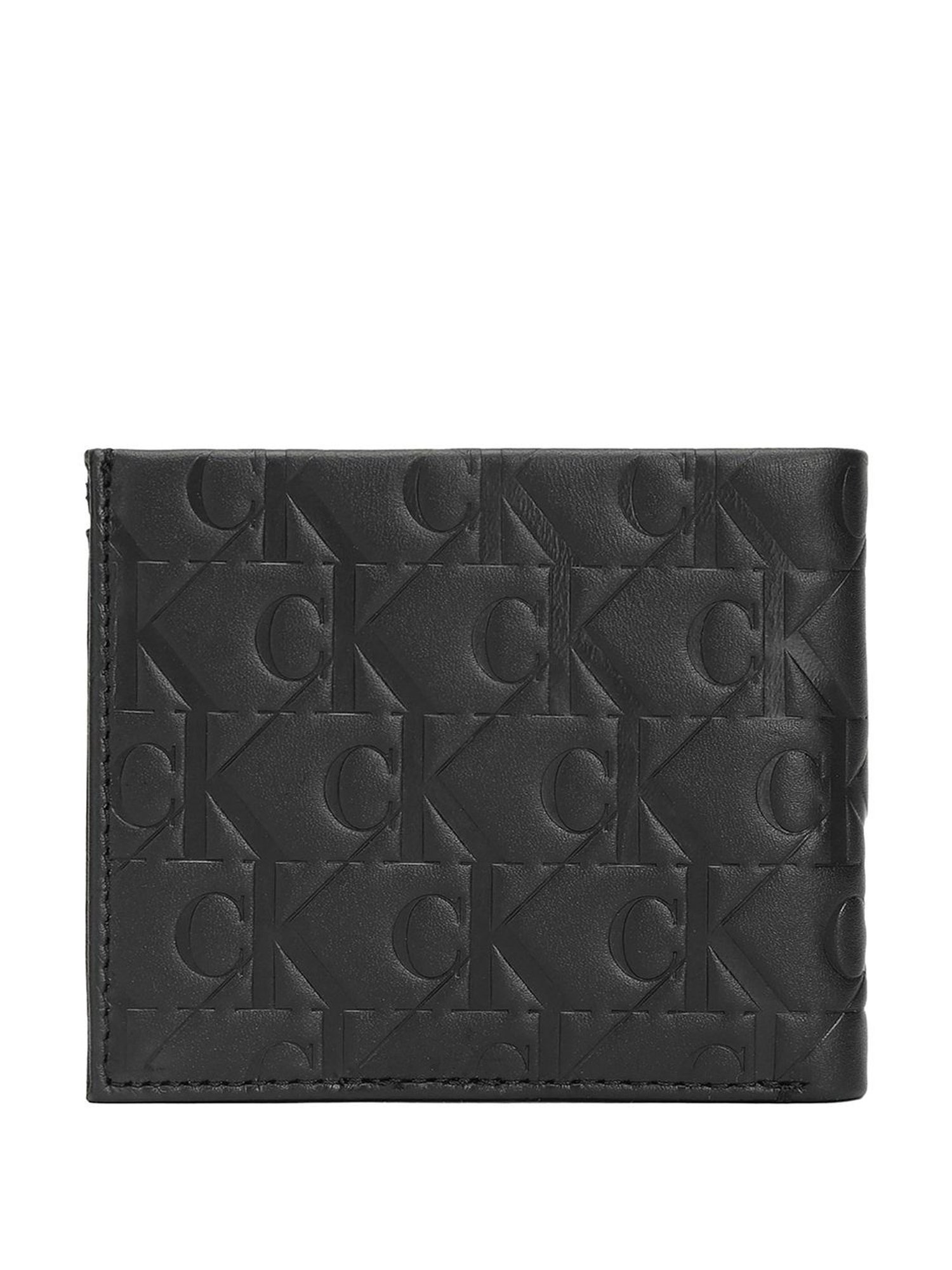CALVIN KLEIN Allover Logo Medium Leather Bi-Fold Wallet