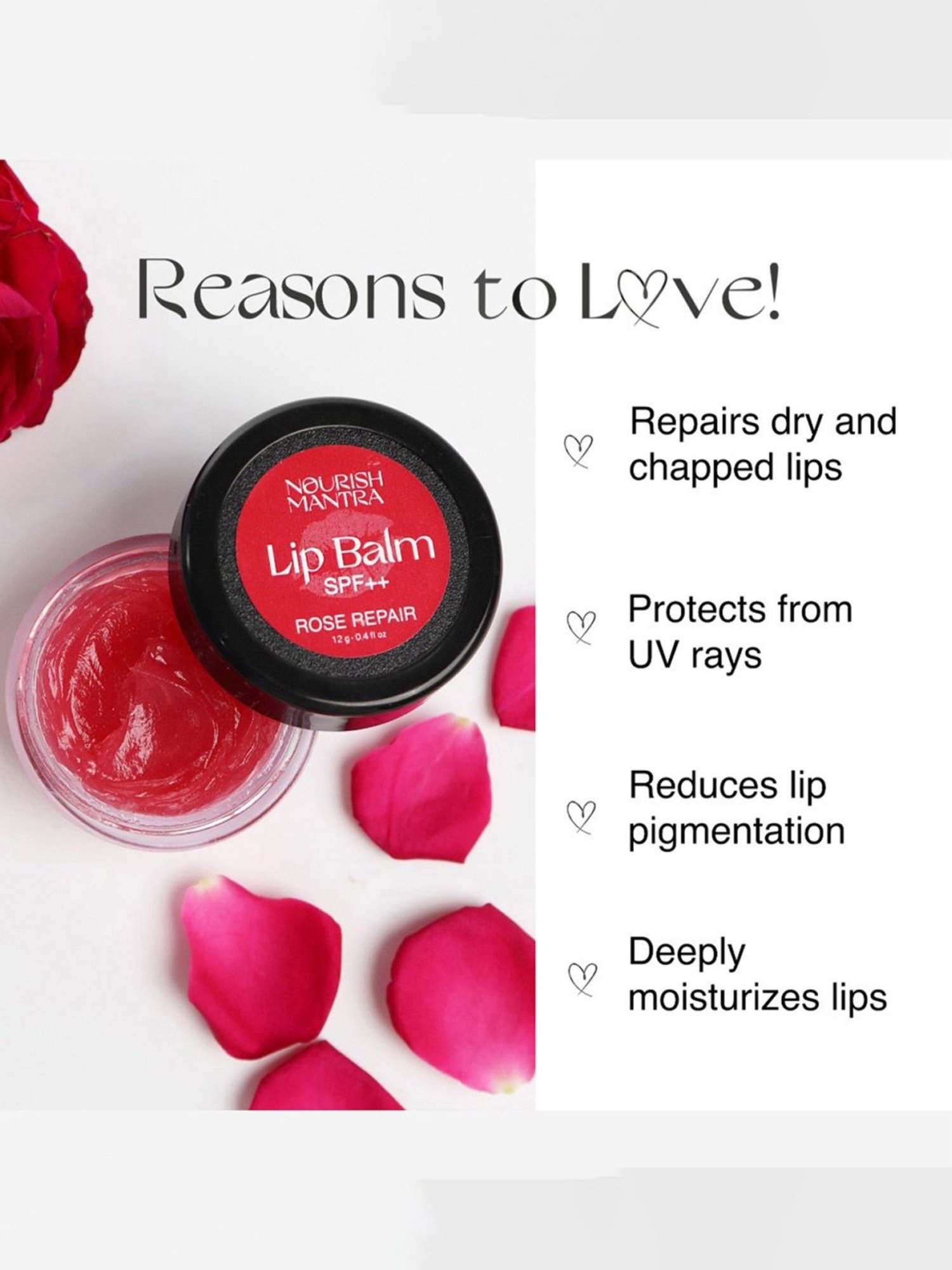 Nourish Mantra Rose Repair Lip Balm SPF++ - 12 gm