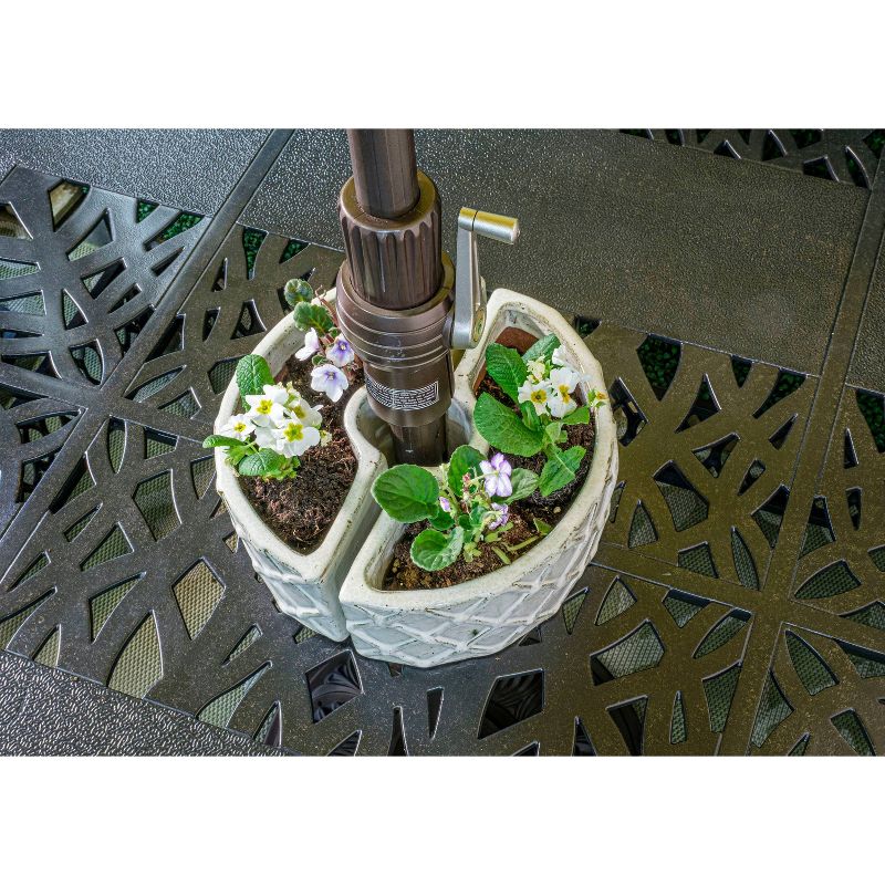 Handmade Glazed Ceramic Trellis Umbrella Half Moon Shaped Planter Off-White - Alfresco Home LLC