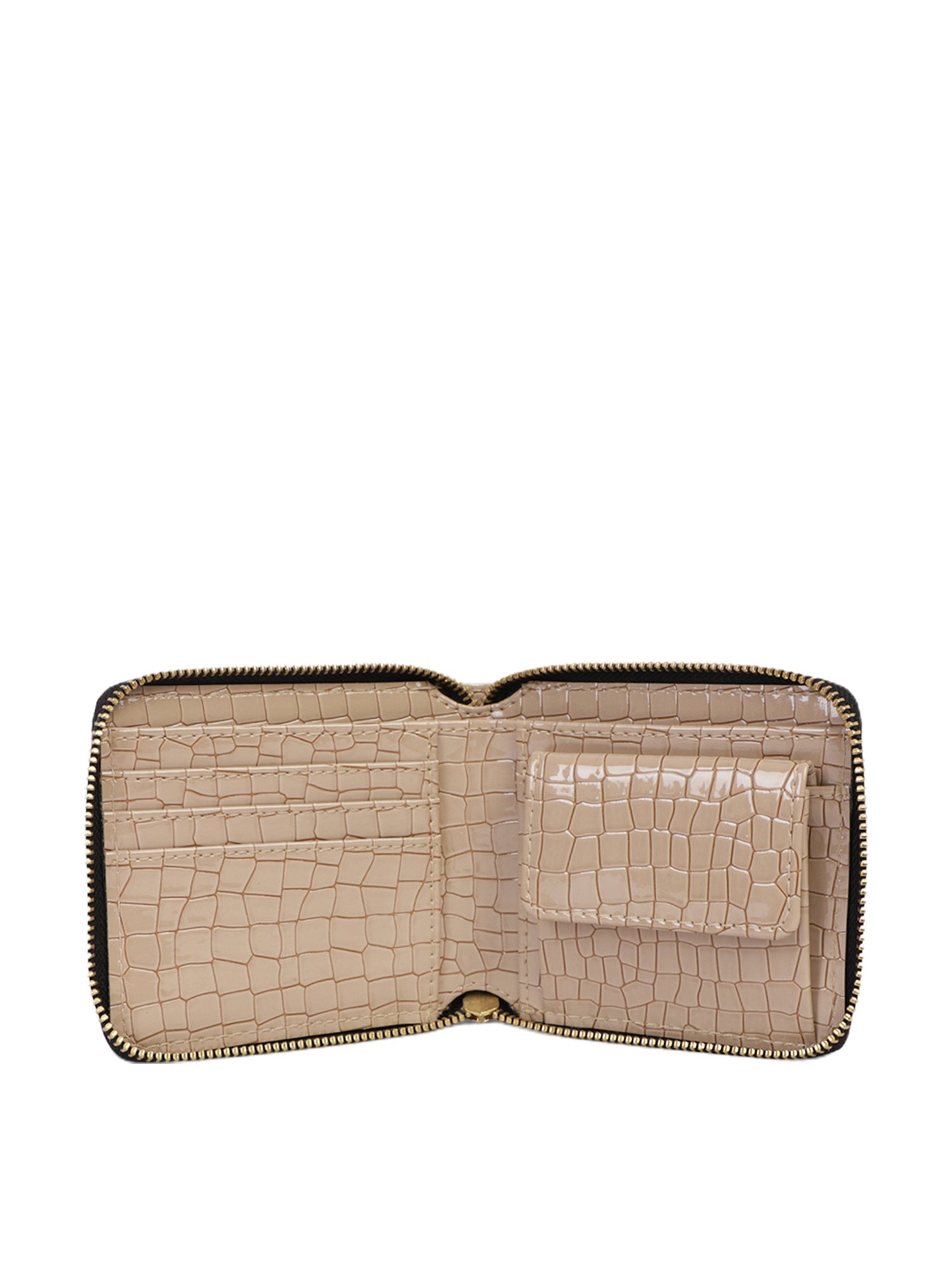 Bagsy Malone Beige Textured Zip Around Wallet for Women