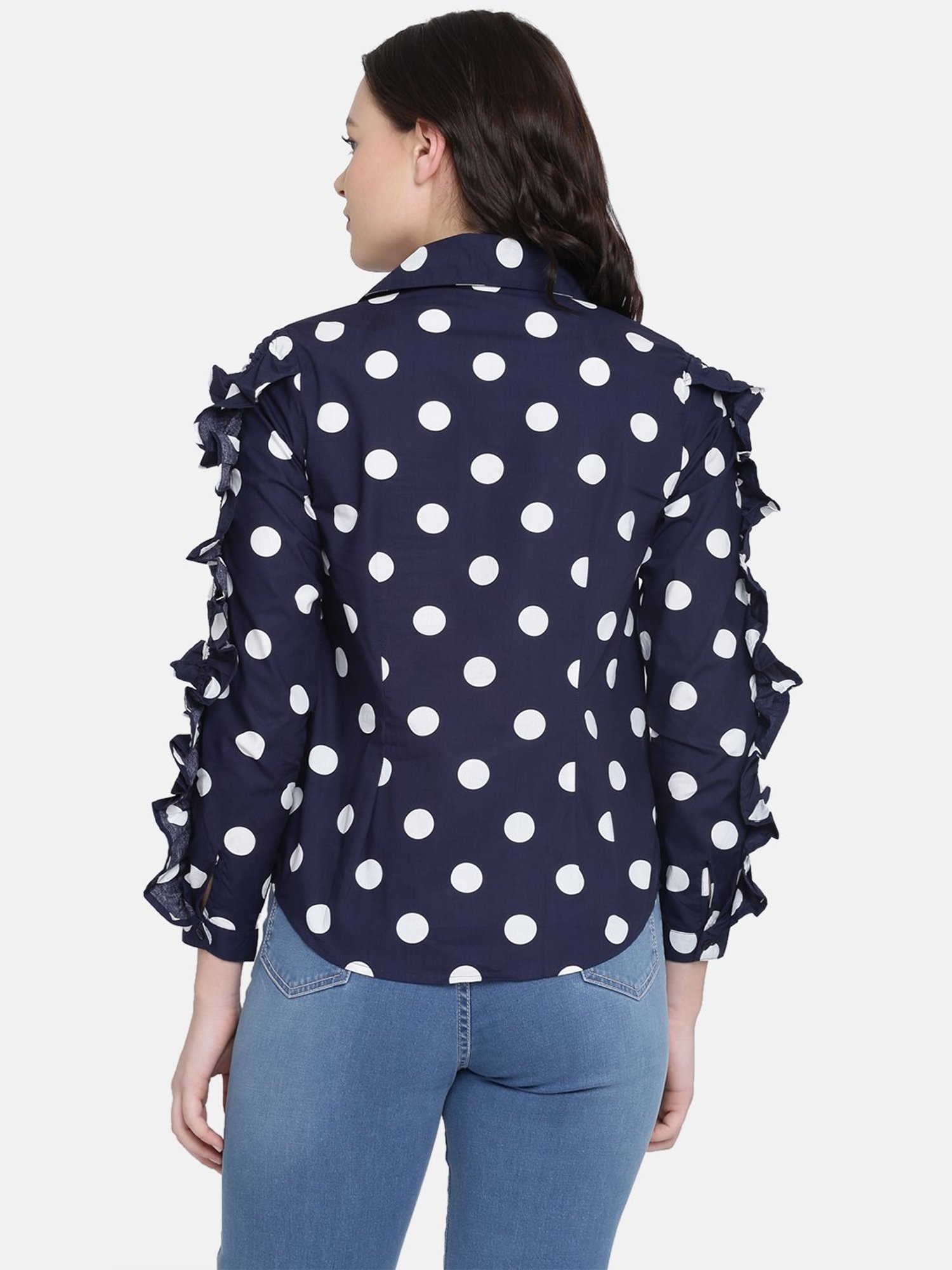 ISU by Radhika Apte Navy Polka Dot Shirt
