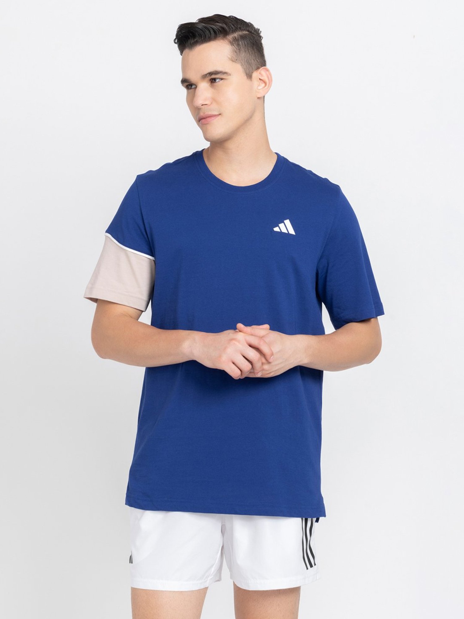 adidas Blue Regular Fit Club House Cotton Crew T-Shirt