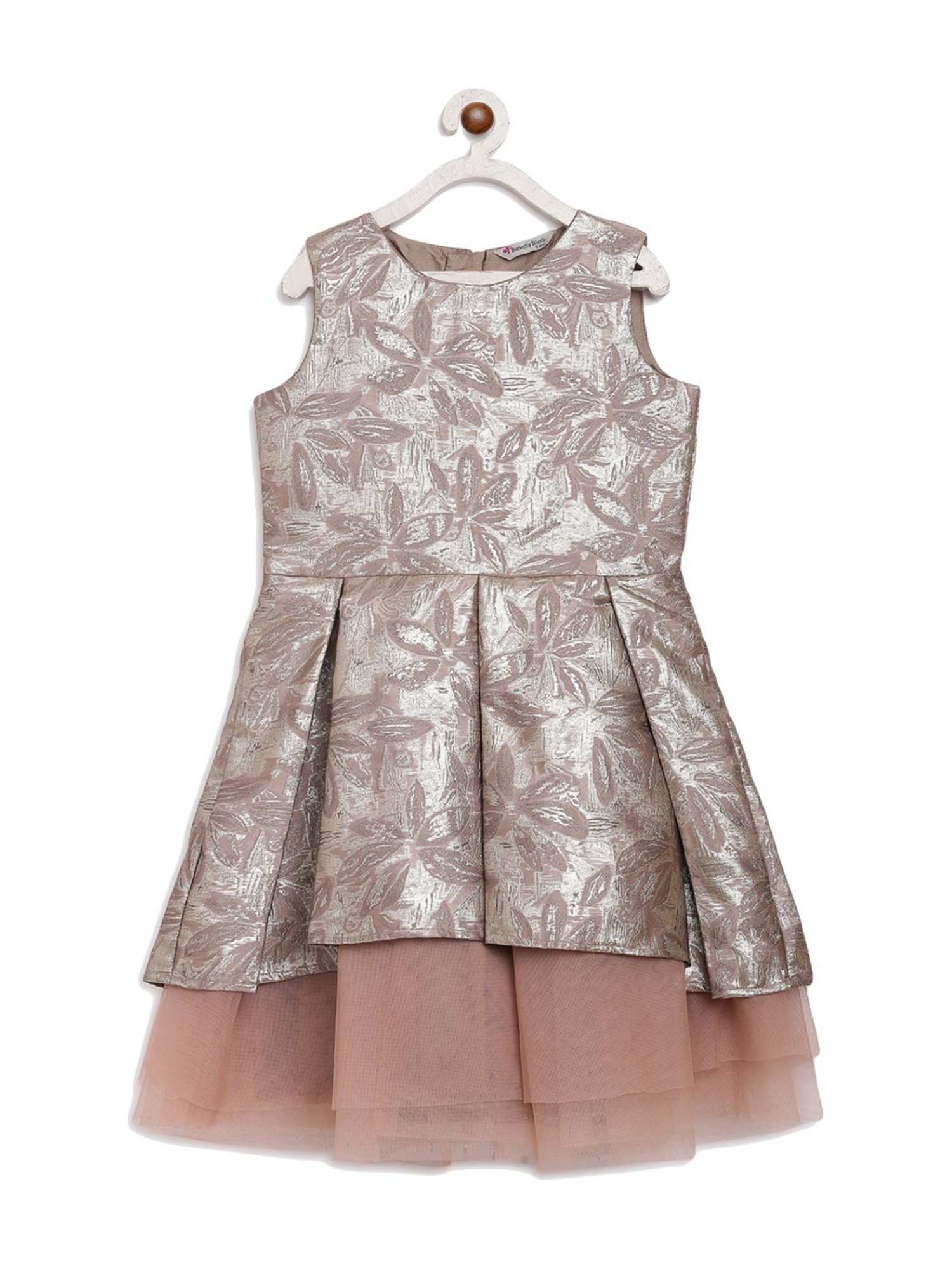 Butterfly Blush Kids Brown Printed Dress