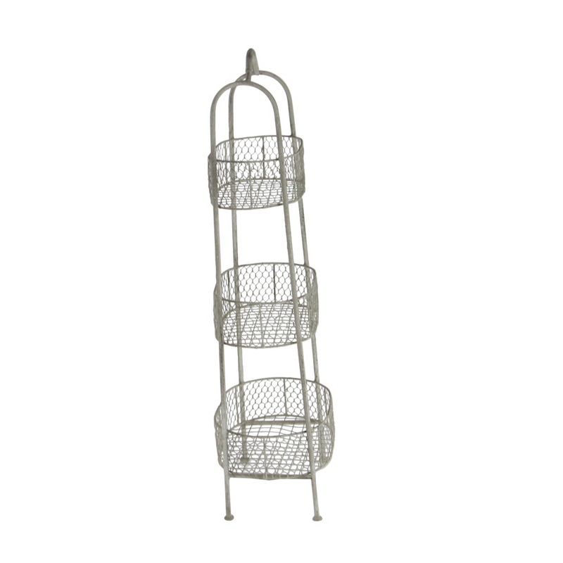 41" 3 Tier Rustic Farmhouse Iron Basket Stand - Olivia & May