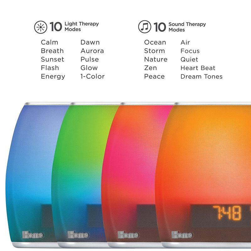 iHome Zenergy Bedside Sleep Therapy Machine with Bluetooth Clock Radio - iZBT10W