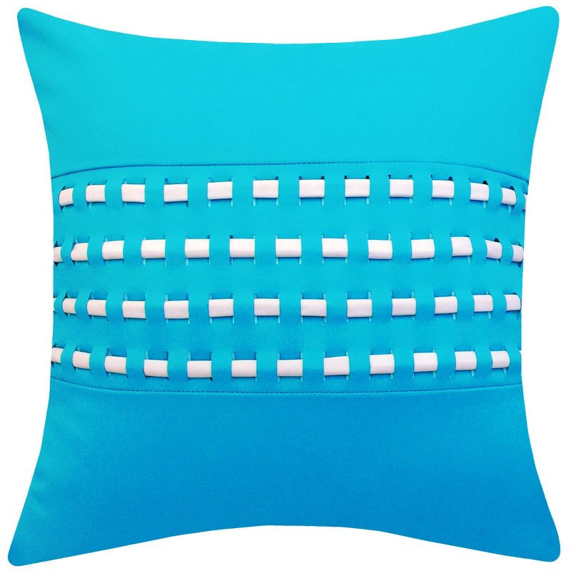 17" x 17" Woven Cord Patio Throw Pillow Aqua - Edie@Home