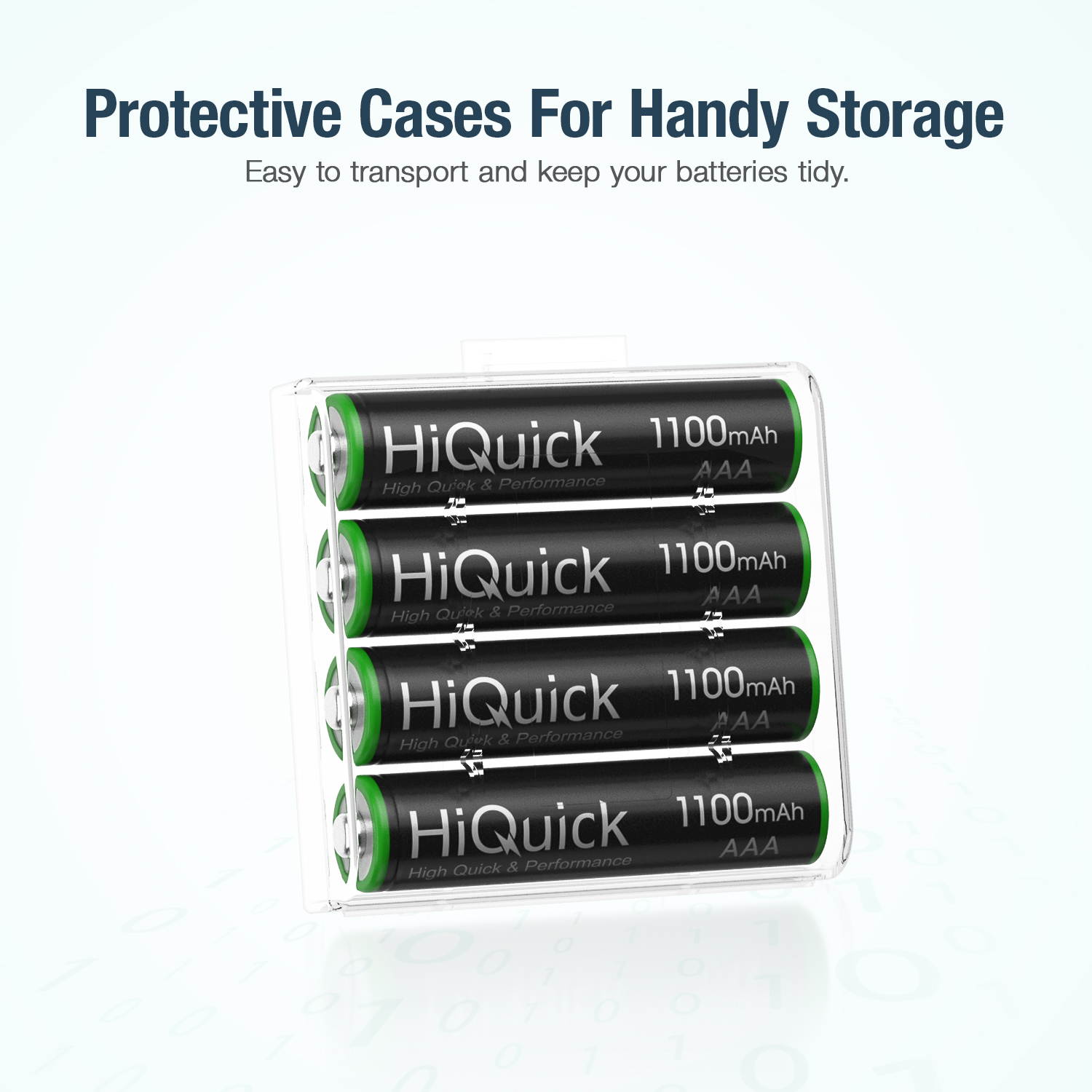 HiQuick 4 Pack Rechargeable Batteries AAA 1100mAh High Capacity Performance 1.2V, Per-Charged Ni-MH AAA Battery