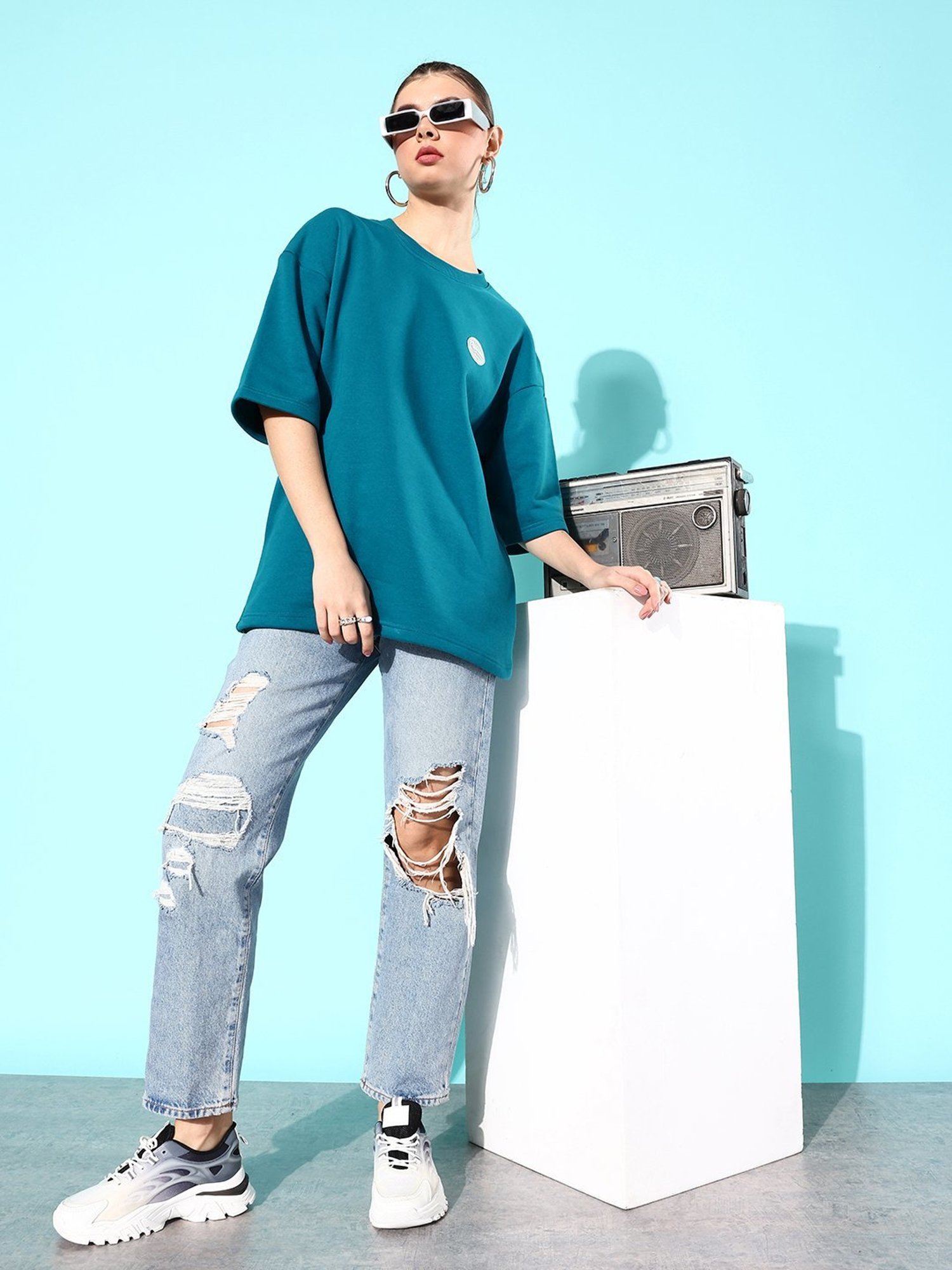 Difference of Opinion Blue Fleece Oversized Sweatshirt