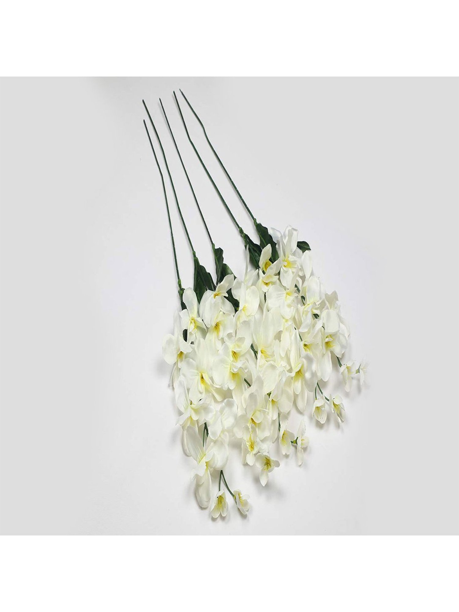 Amflix White Artificial Bonsai Orchid Flower Plant Without Pot