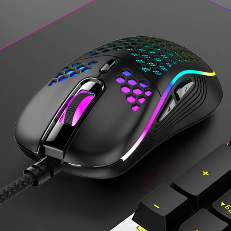D011 Mouse Honeycomb Shell Programmable Key 7200DPI 125-1000Hz High Responsivity Gaming Mouse for Gaming