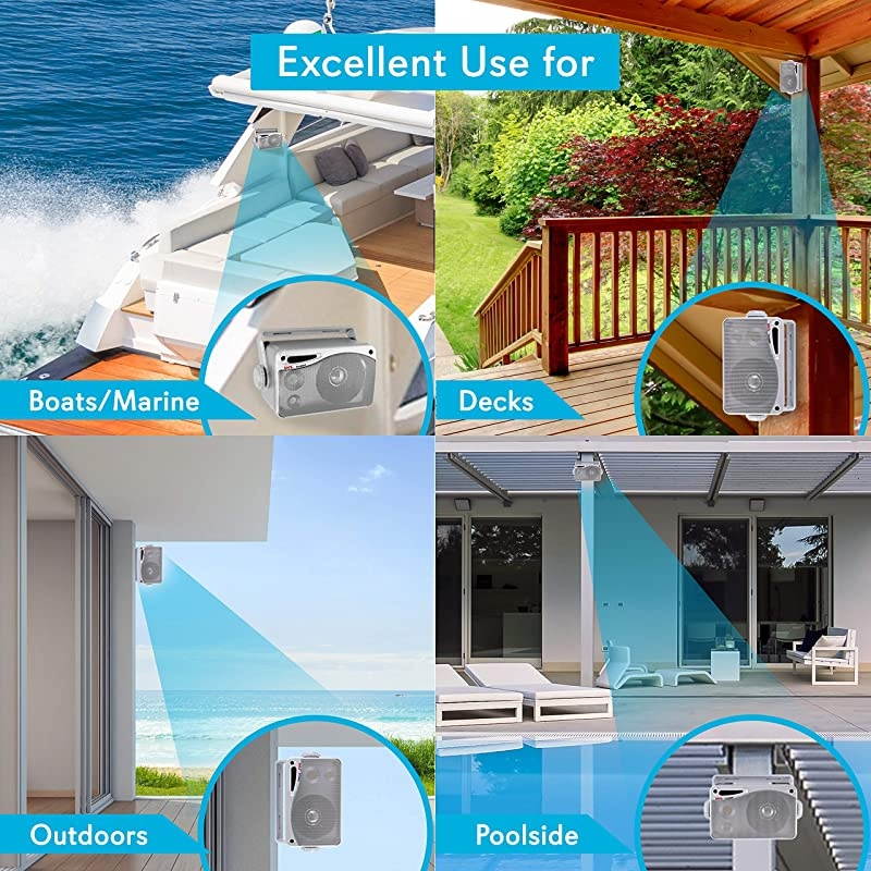 3-Way Waterproof Marine Box Speakers - 3.5" 200 Watt Dual Indoor Outdoor Speaker System - Weatherproof/Waterproof Outdoor Speaker - Home, Boat, Pool, Patio Indoor Outdoor Use -  PLMR24S (Silver)