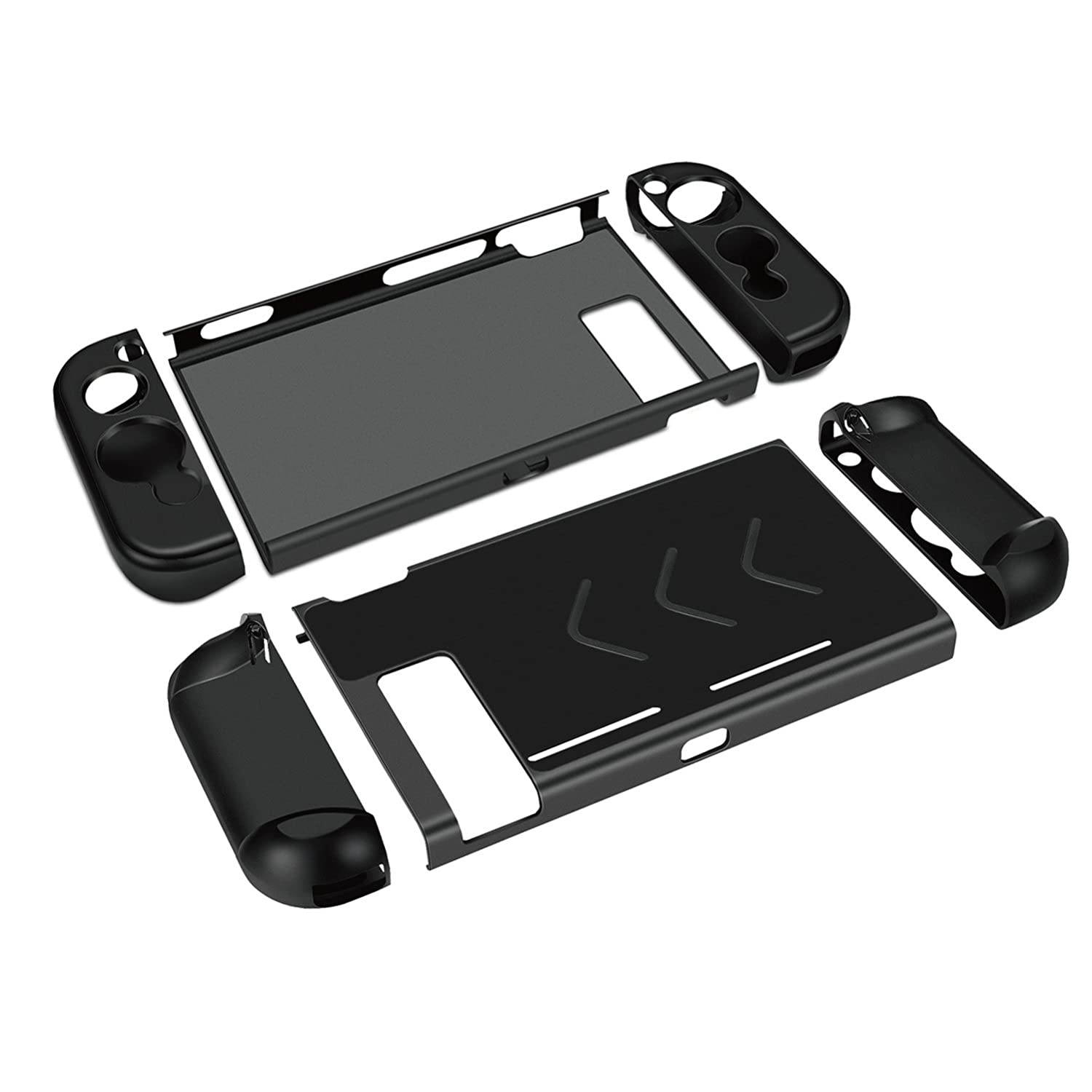 TNP Nintendo Switch Case Cover for Console & Joy-Con Controller - Travel Friendly Aluminum Alloy Hard Shell Protector, Anti-Scratch Shockproof Protective Nintendo Switch Accessories (Black)