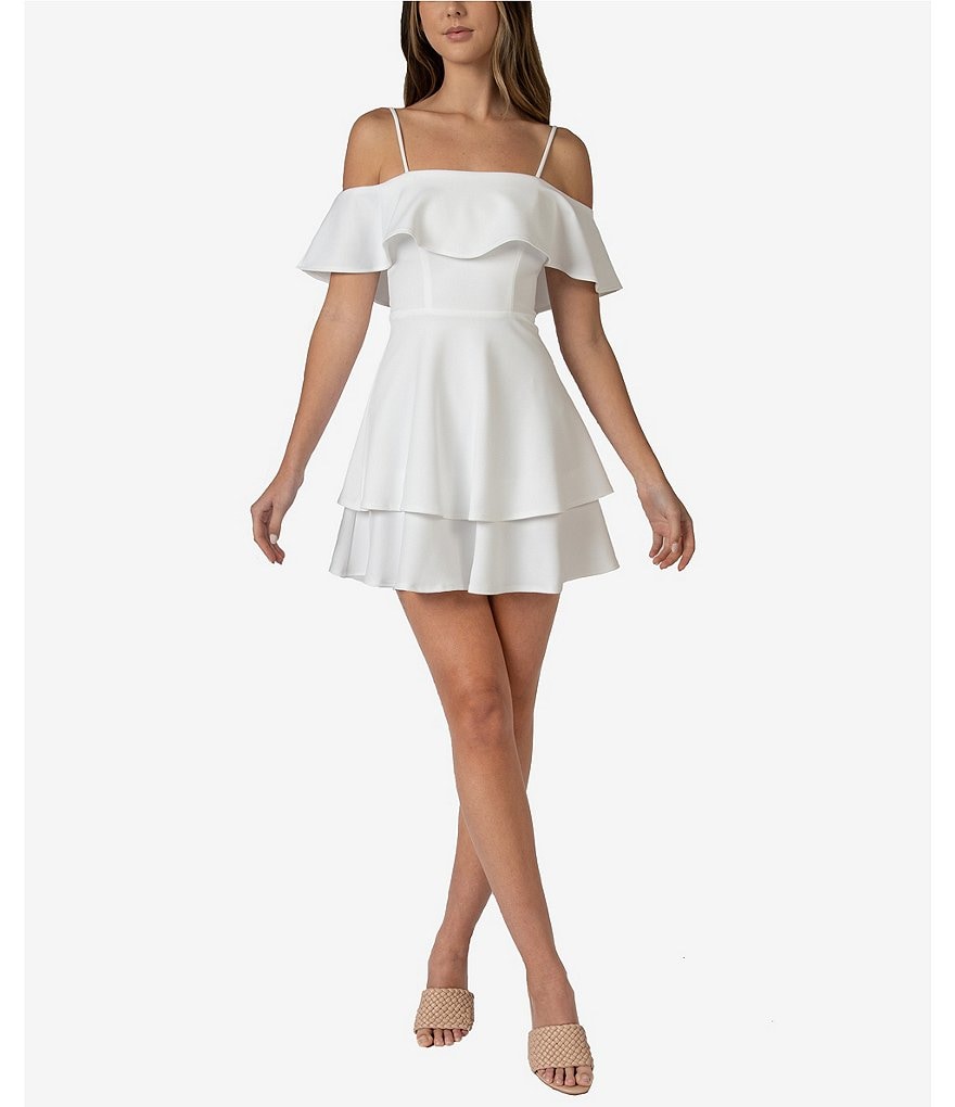 B. Darlin Off-The-Shoulder Pop-Over Skater Dress