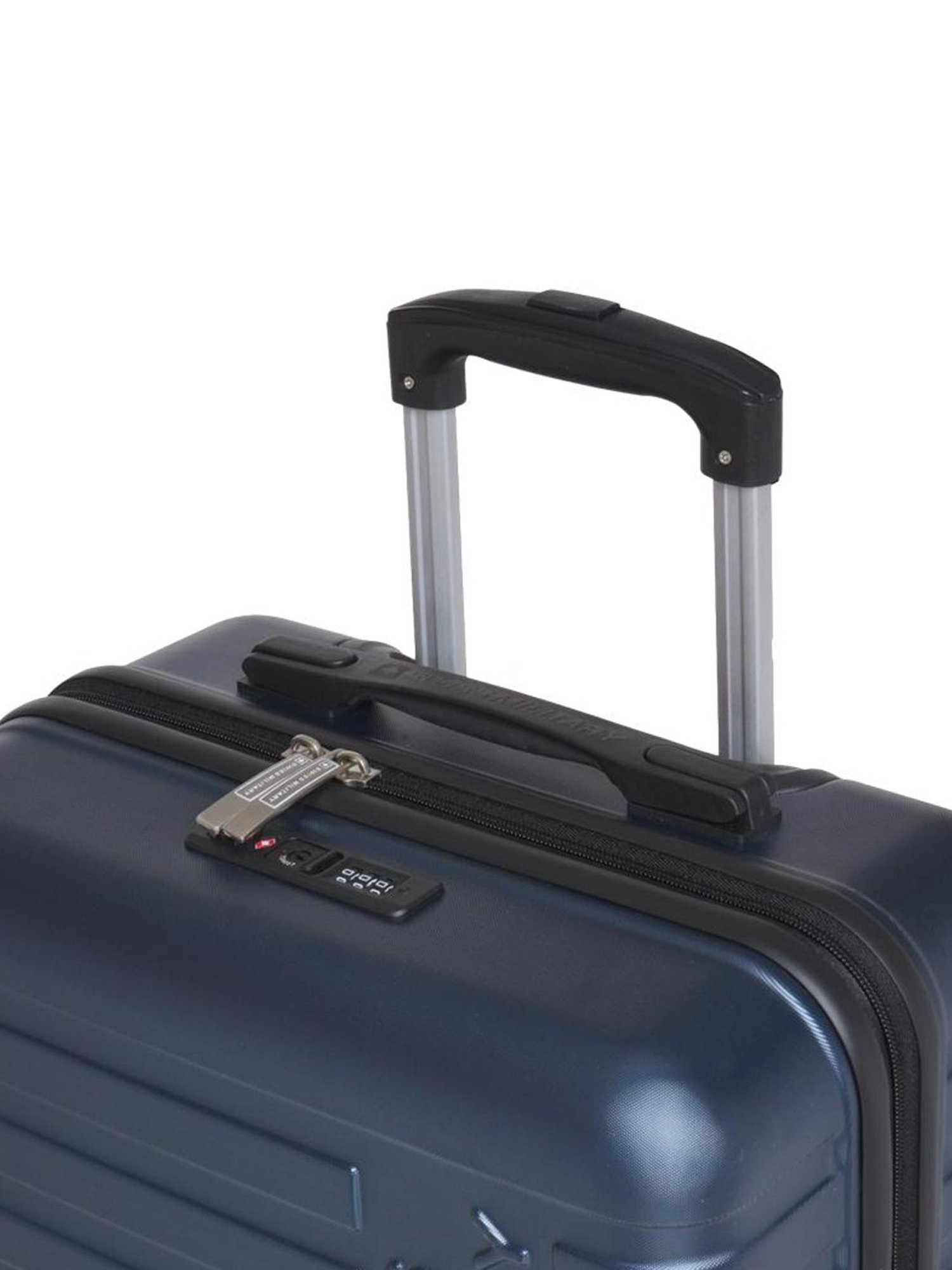 Swiss Military Dapper Navy Blue Textured Hard Overnighter Trolley Bag - 38 Cms