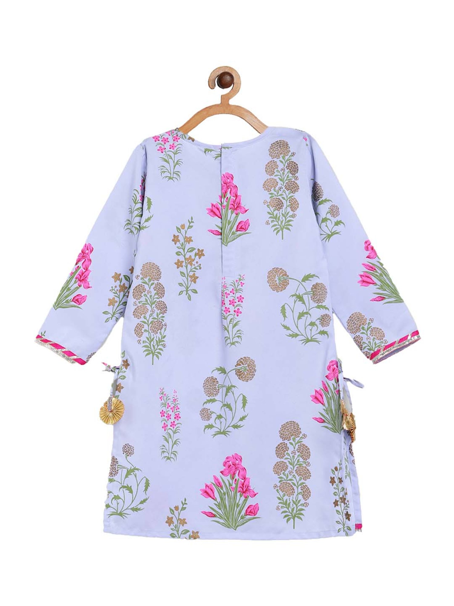 Ahalyaa Kids Blue Printed Kurta & Palazzos