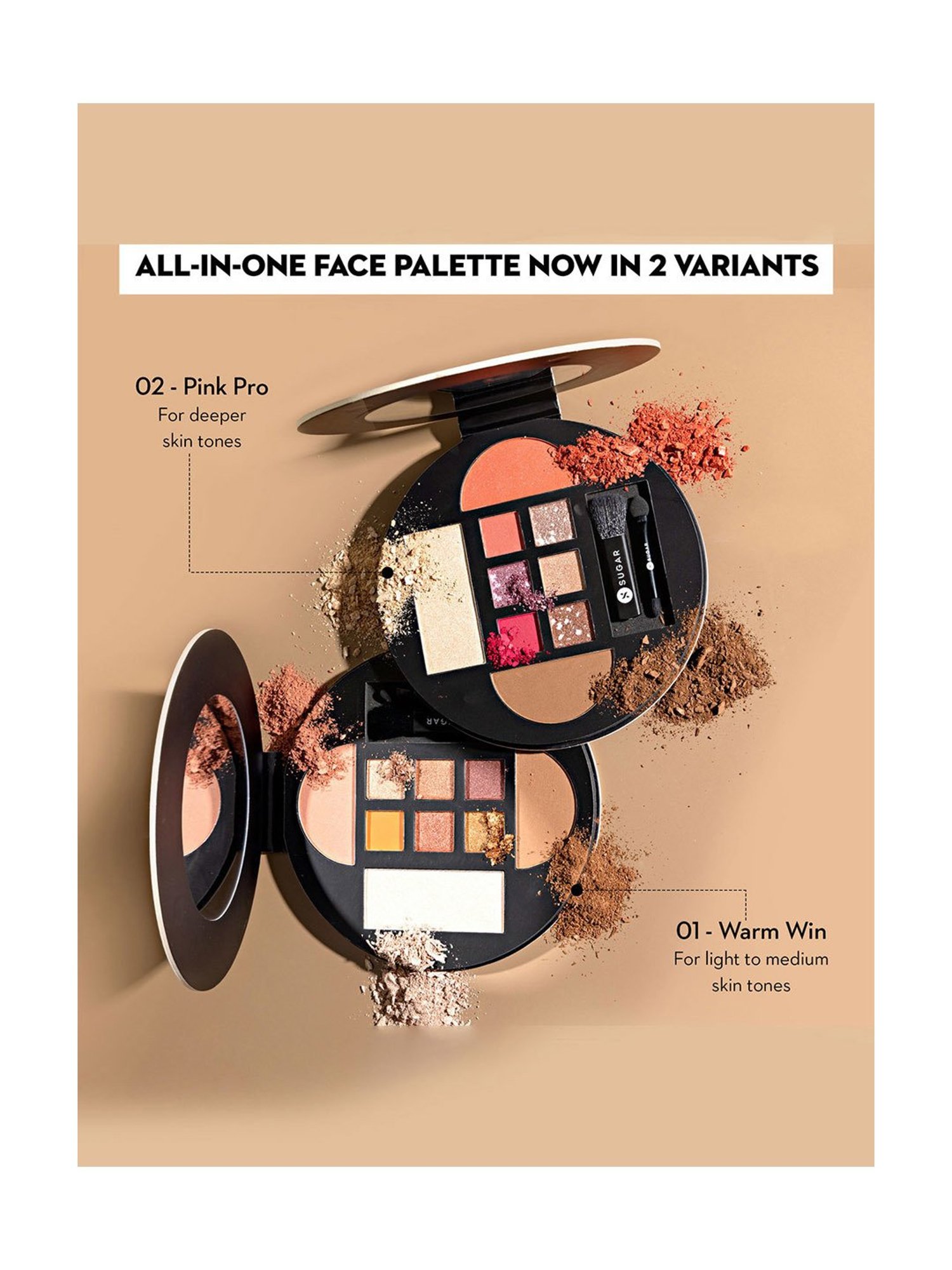 SUGAR Cosmetics Contour De Force Eyes and Face Palette 01 Warm Win - 20.3 gm