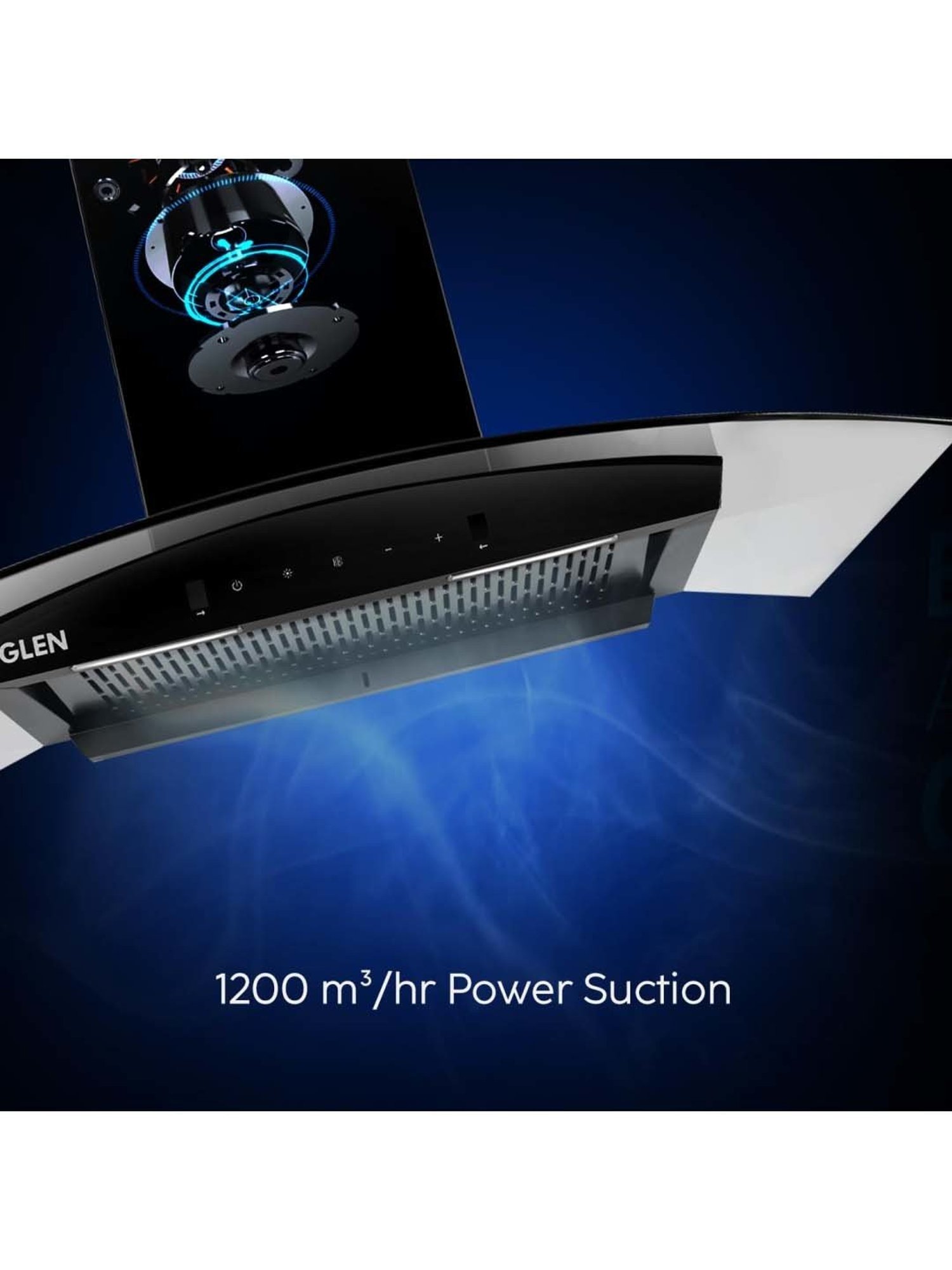 Glen CH6071BLDCBLAC60 1200CMH 60cm Wall Mounted Chimney (Black)