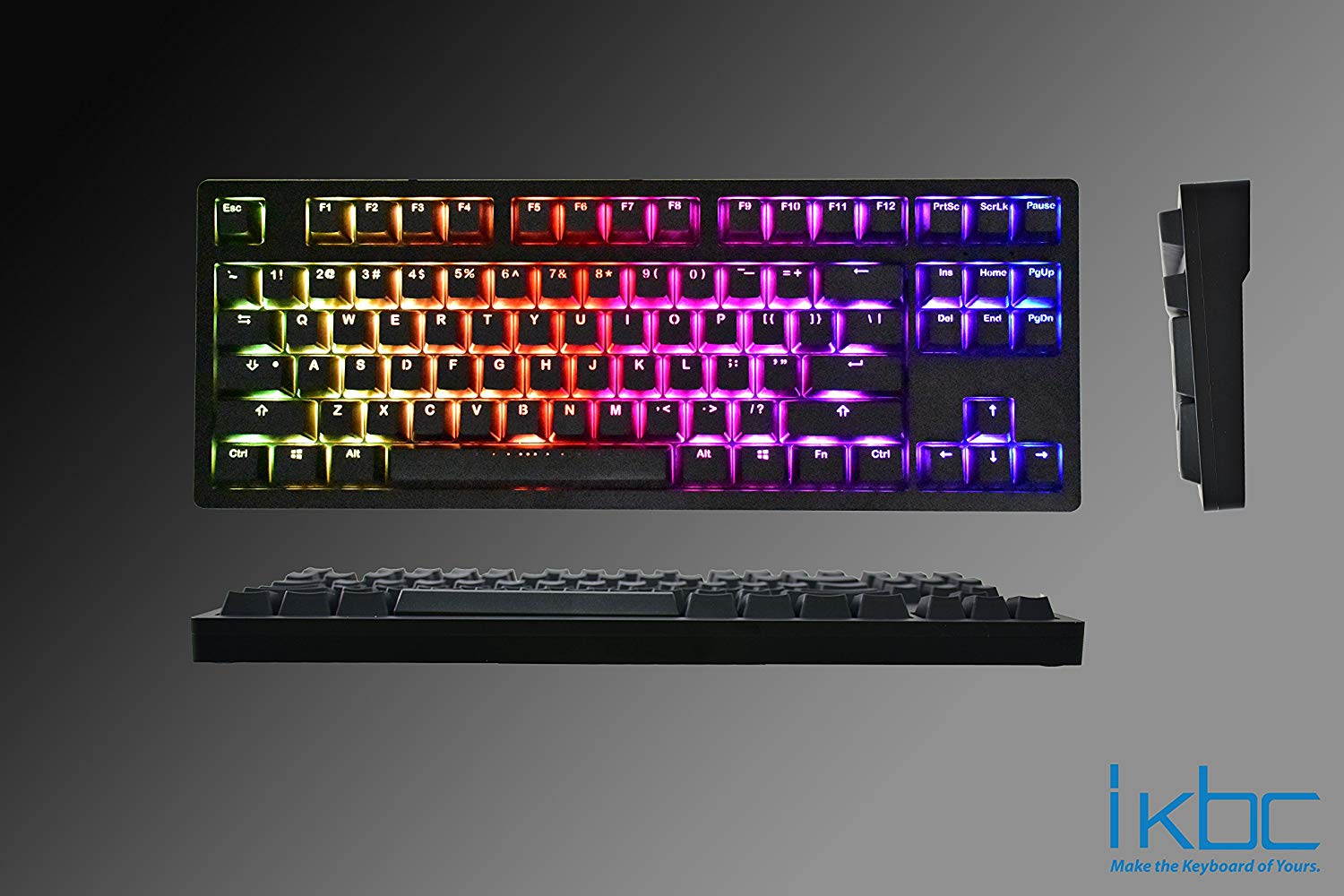 iKBC F87 RGB TKL Mechanical Keyboard with Cherry MX Brown Switch, Black PBT Double Shot Keycap