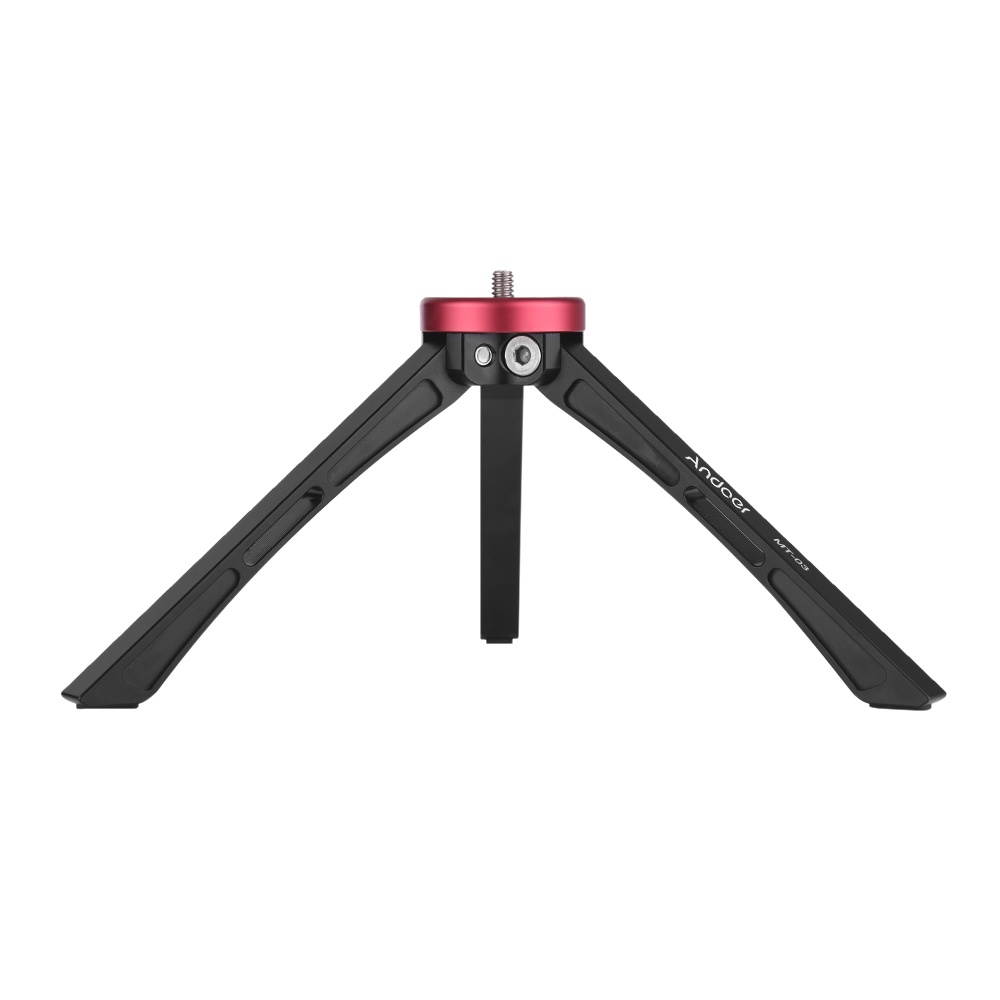 Andoer MT-03 Portable Mini Tabletop Tripod Aluminum Alloy Travel Table Tripod 1/4-3/8 Inch Screw Mount for Canon Nikon Sony DSLR ILDC Cameras Action Cameras Smartphone Ball Head Max. Load 20kg