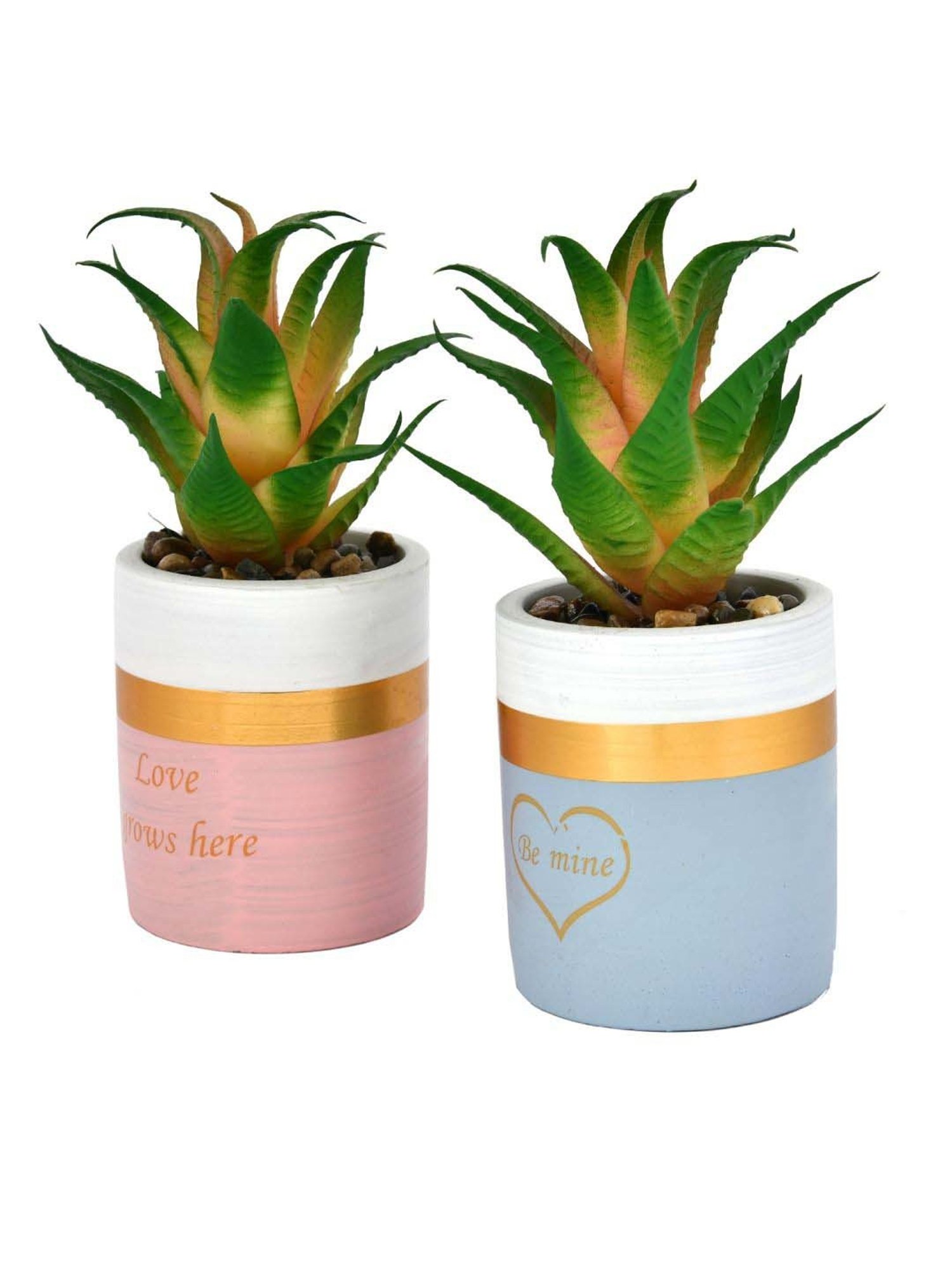 Tayhaa Multicolor Ceramic Citrus Delight Artificial Succulent With Planters - Set of 2