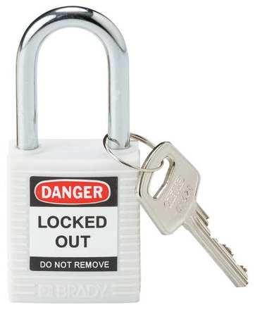 Lockout Padlock,KD,White,1-3/4"H BRADY 143123