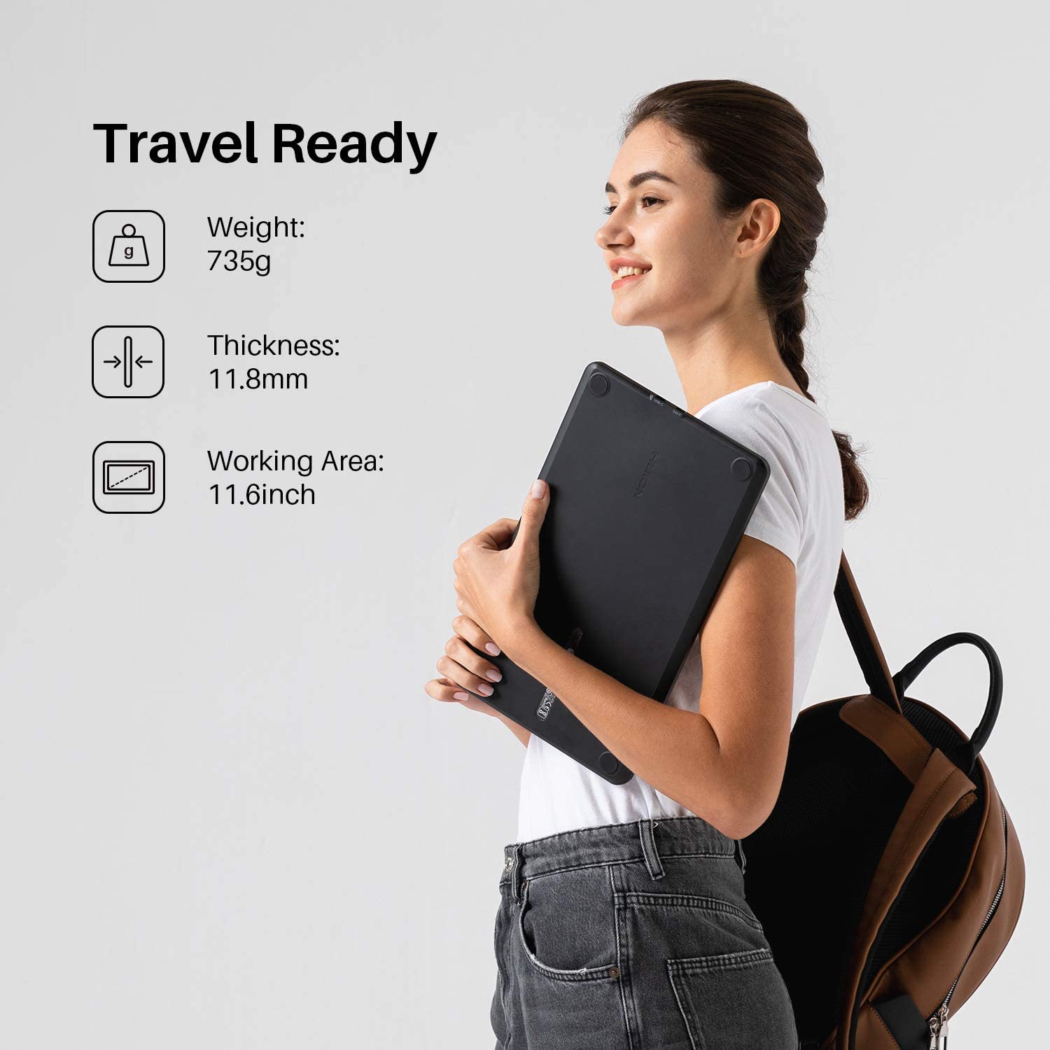 HUION 2020 Kamvas 12 Ultrathin Graphic Drawing Tablet with Screen Full-Laminated Pen Display Digital Drawing Monitor, Battery-Free Stylus, Tilt Function 8192 Pen Pressure, Stand Included-11.6 Inch