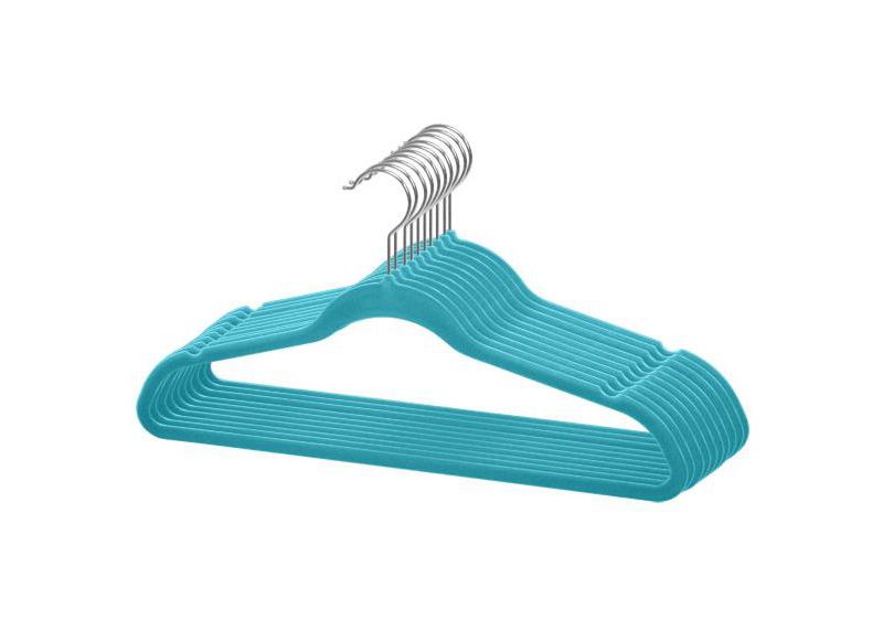 Home Basics 10 Piece Velvet Hanger, Turquoise