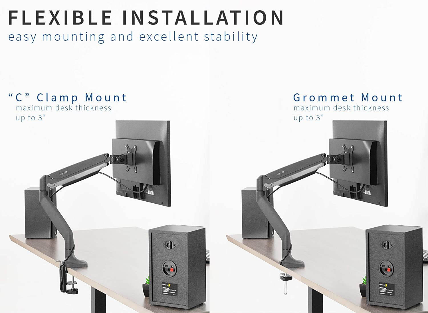 VIVO Aluminum Single Monitor Articulating Desk Mount Stand w/ Gas Spring Arm Fits up to 32" Screen (STAND-V001Q)