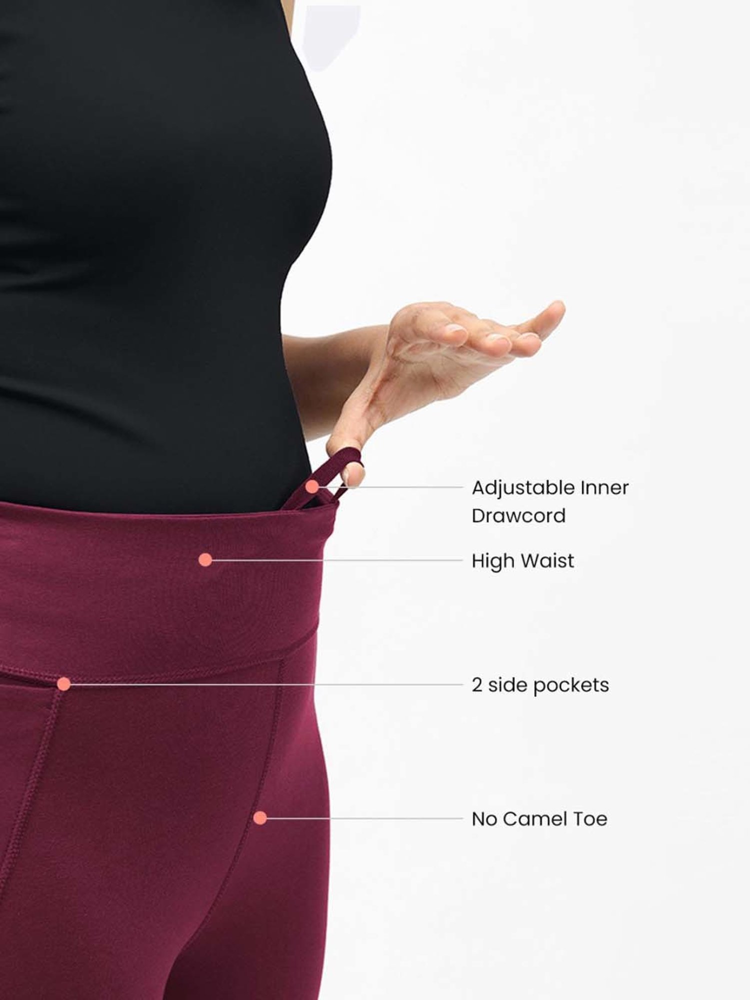 BlissClub Maroon Cotton Boot Leg Pants