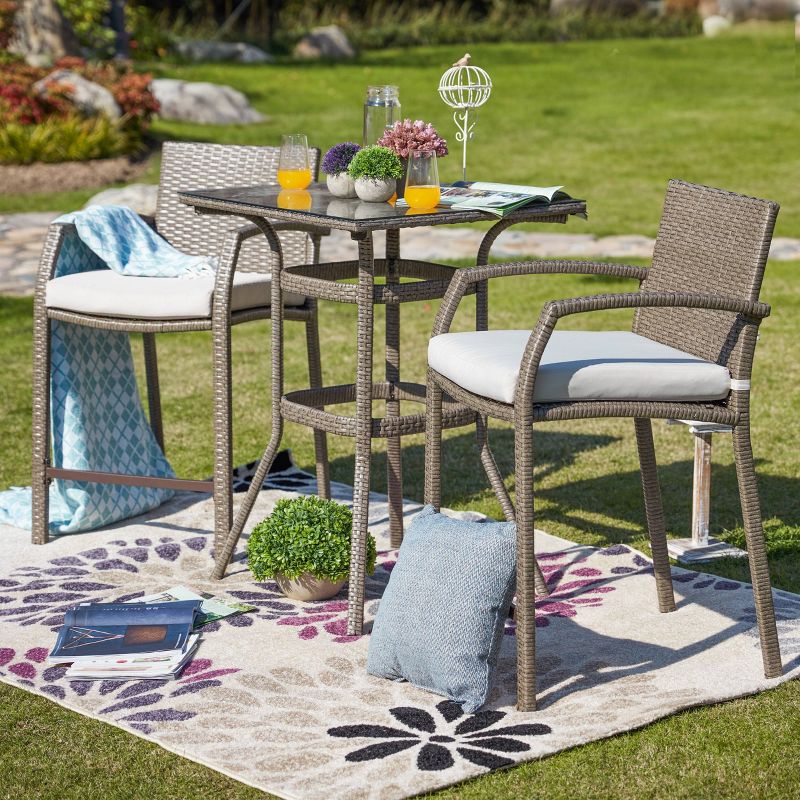 3pc Patio Bar Set Cream - Patio Festival