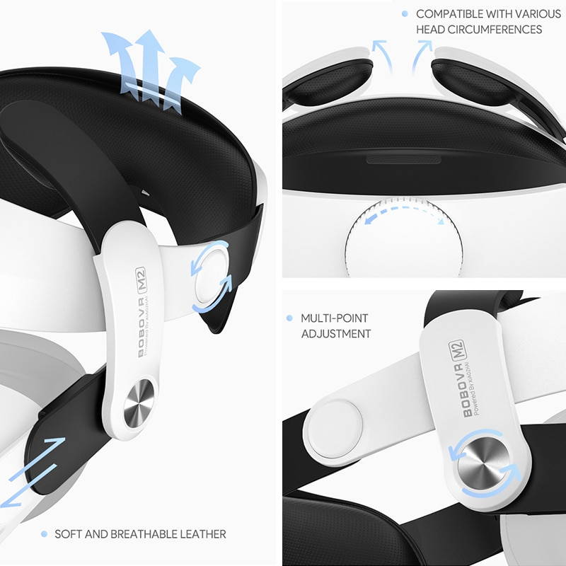 BOBOVR M2 Adjustable For Oculus Quest2 Virtual Reality Helmet Head Strap Halo Strap Improve Plate Breathable Leather Accessories