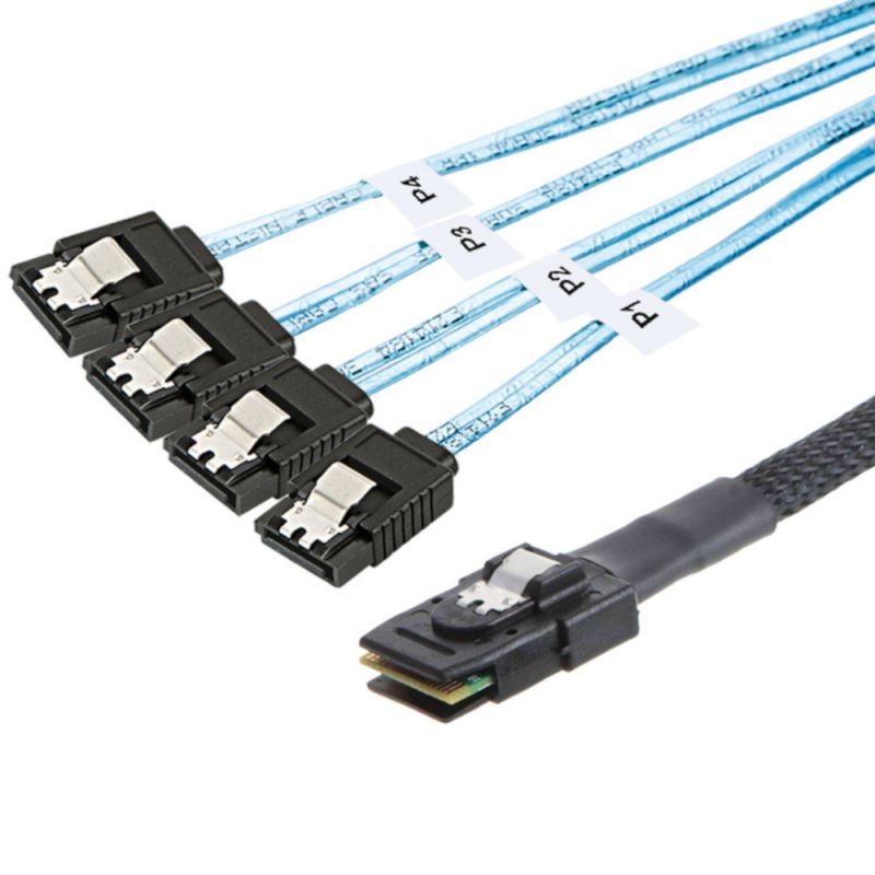 JacobsParts Mini SAS to 4-SATA SFF-8087 Multi-Lane Forward Breakout Internal Cable, 1.6 Feet