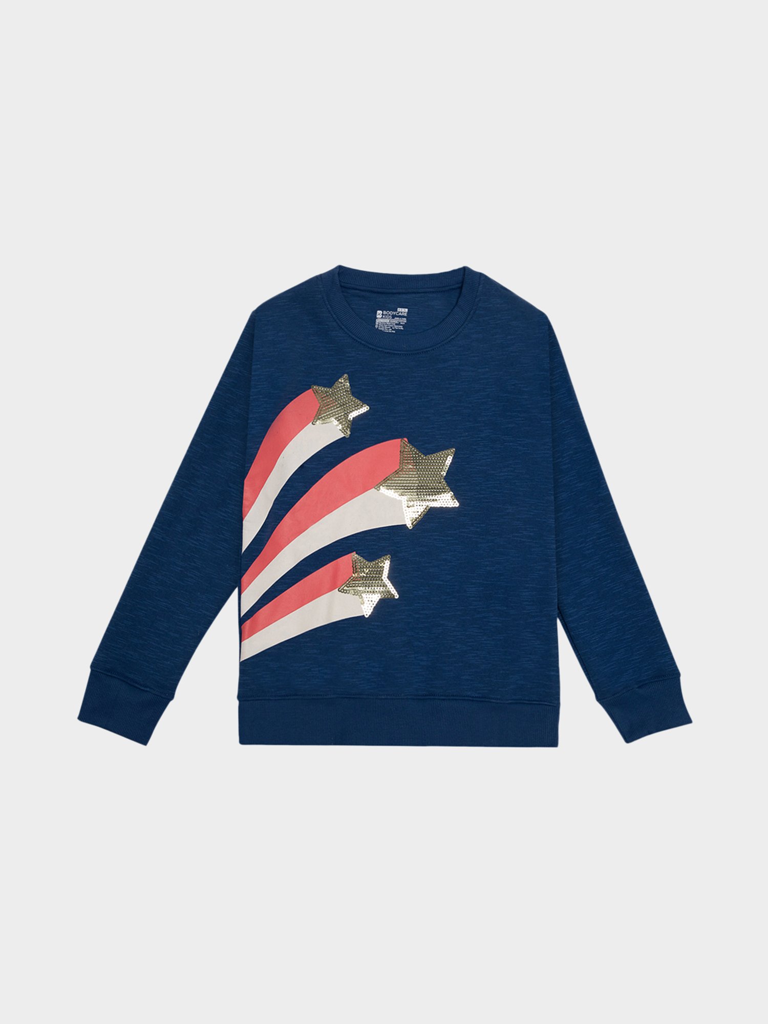 Bodycare Girls Navy Embellished Full Sleeves Sweatshirt