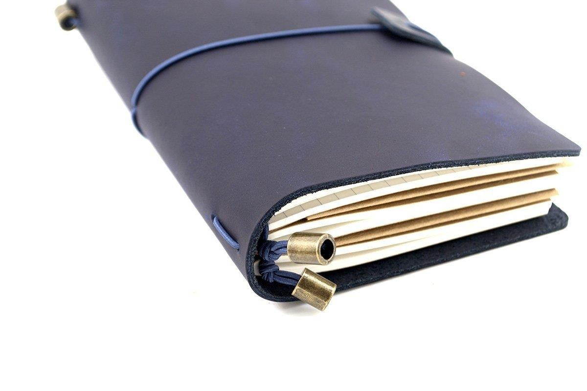 Leather Journal, Handmade Vintage Refillable Travel Diary Writing Notebook Gift for Men & Women 7"x4" Blue