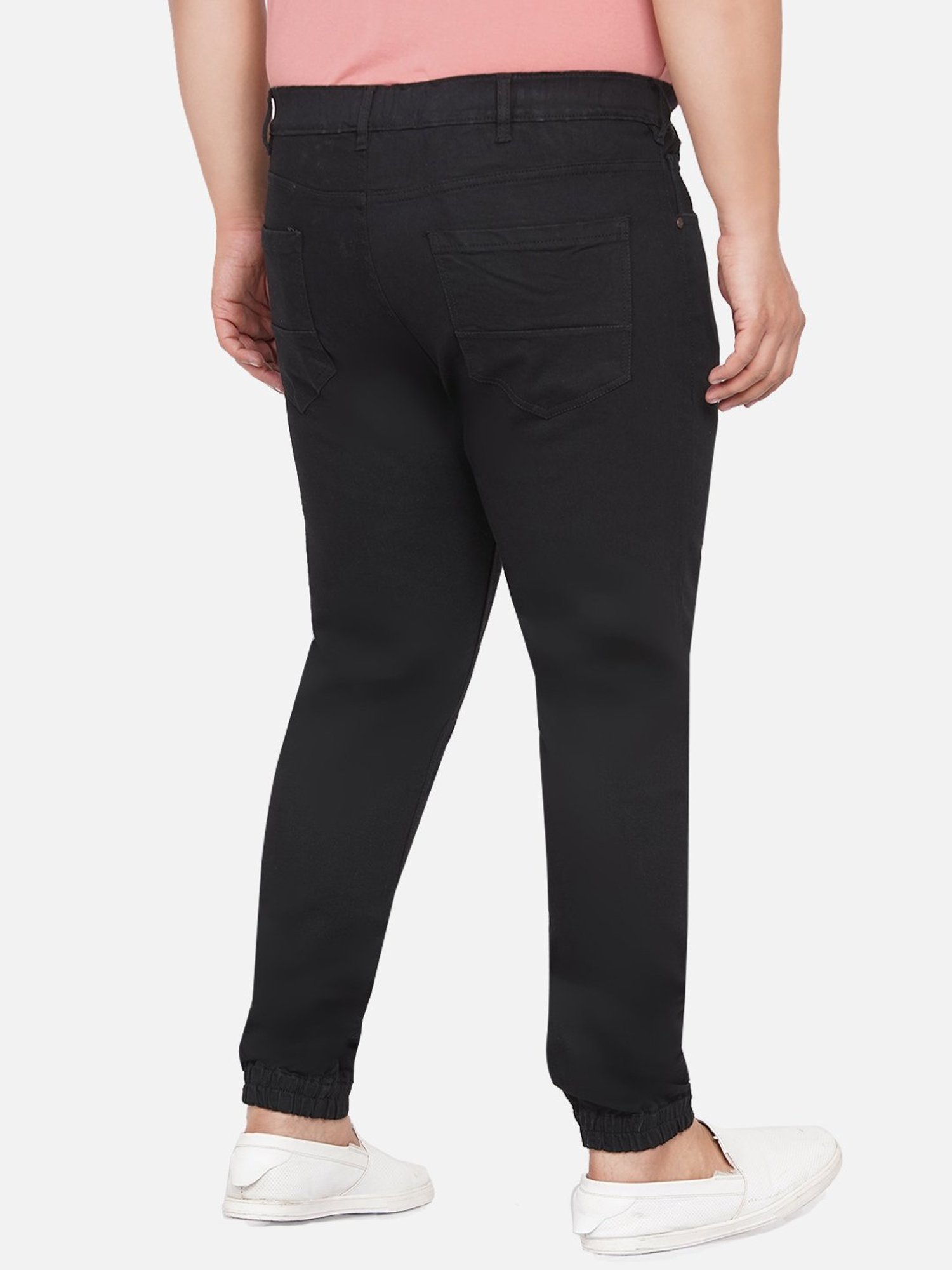 John Pride Black Regular Fit Plus Size Joggers Jeans