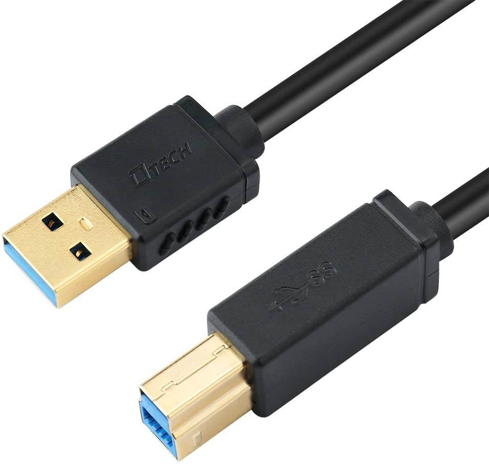 DTECH 6 ft USB 3.0 Cable A Male to B Male USB Printer Cord KVM Data Wire 6 Feet