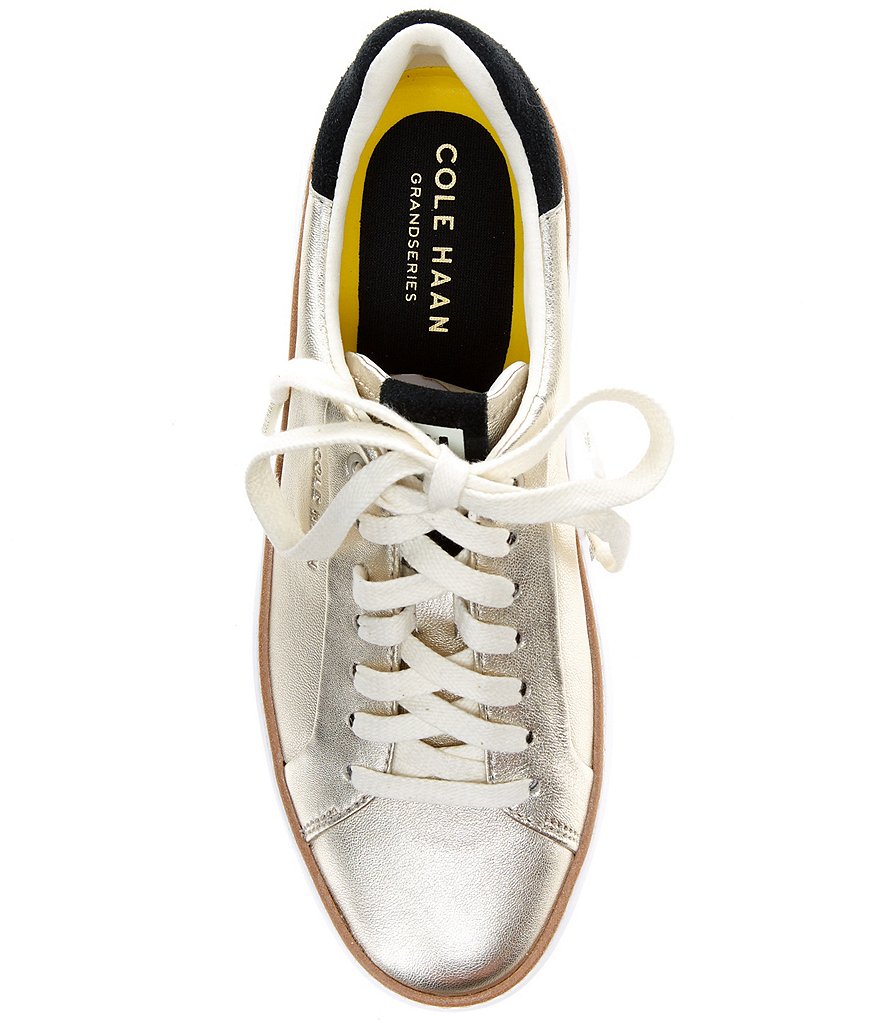 Cole Haan Grandpro Topspin Metallic Leather Lace-Up Sneakers