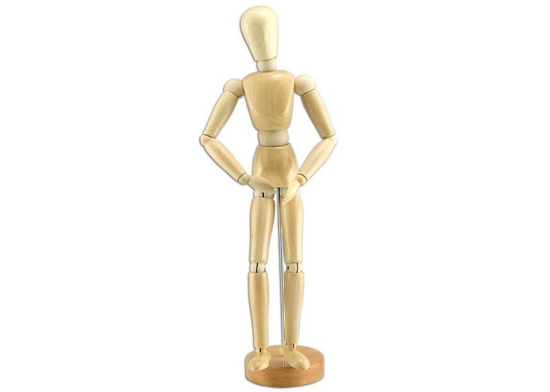 Creative Mark Wood Figure Manikins - Smooth, Sanded, Wood Figures For Teaching Perspective and Form - [Varnished | Male | 12"]