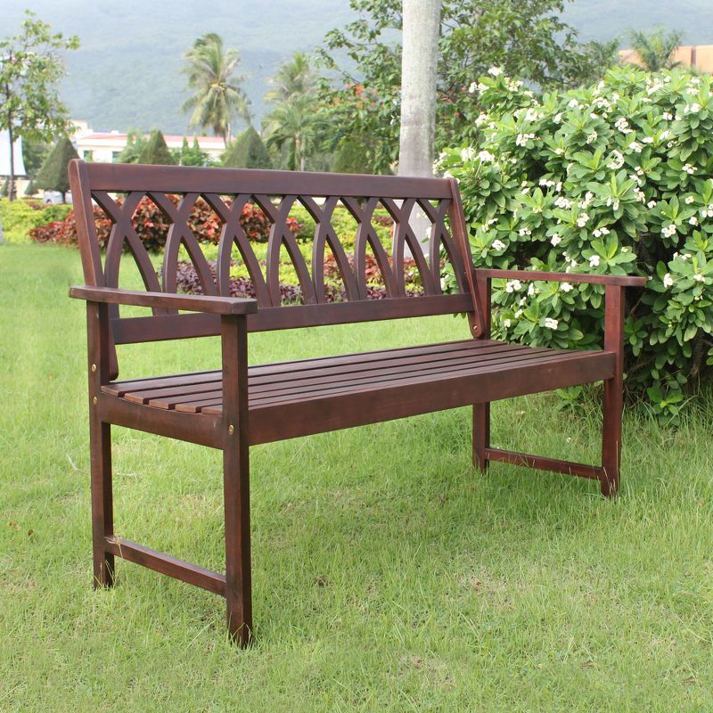 Criss Cross Acacia Wood Garden Bench - Natural Wood - Merry Products