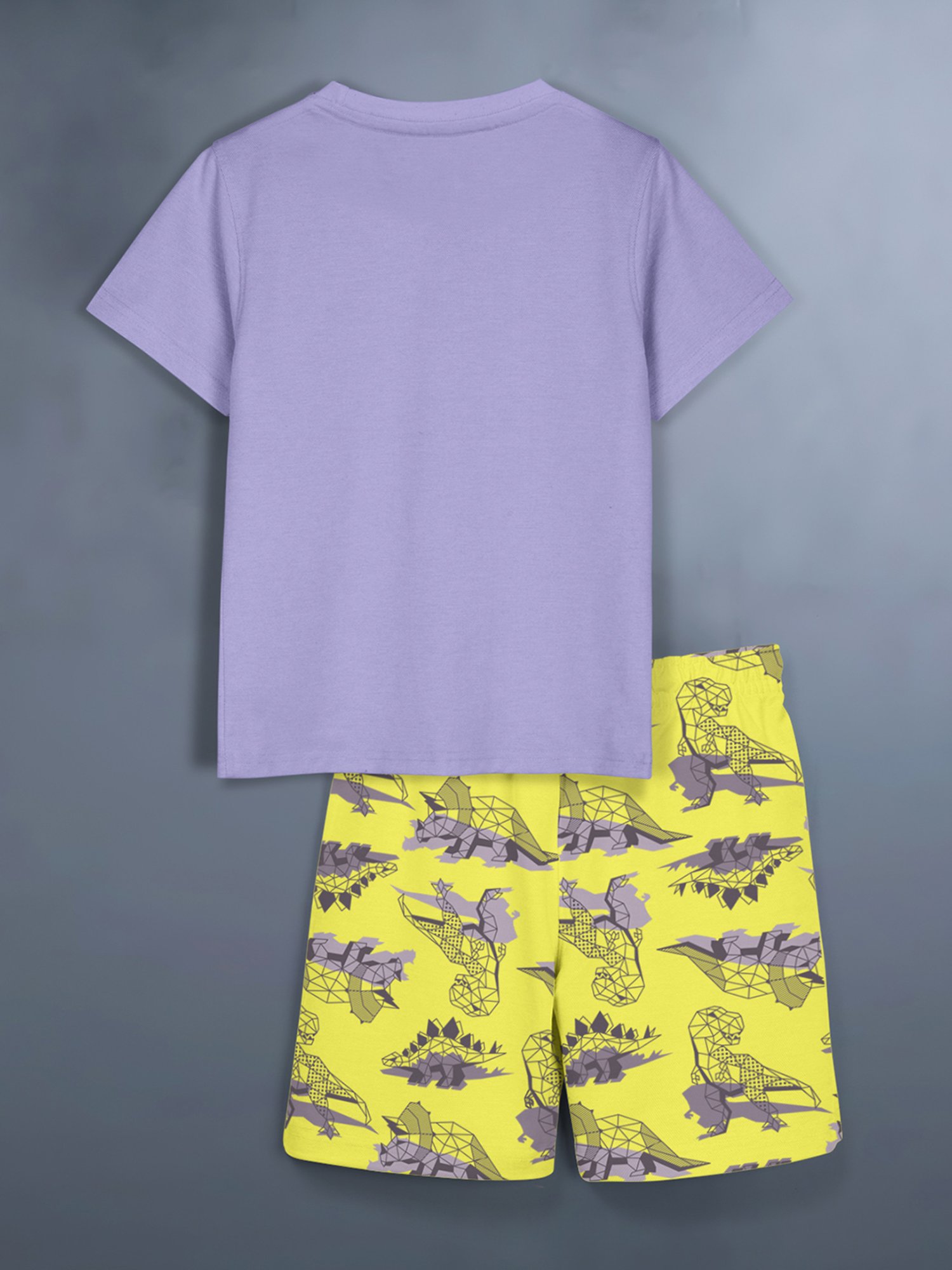 HELLCAT Kids Lavender & Yellow Printed T-Shirt with Shorts